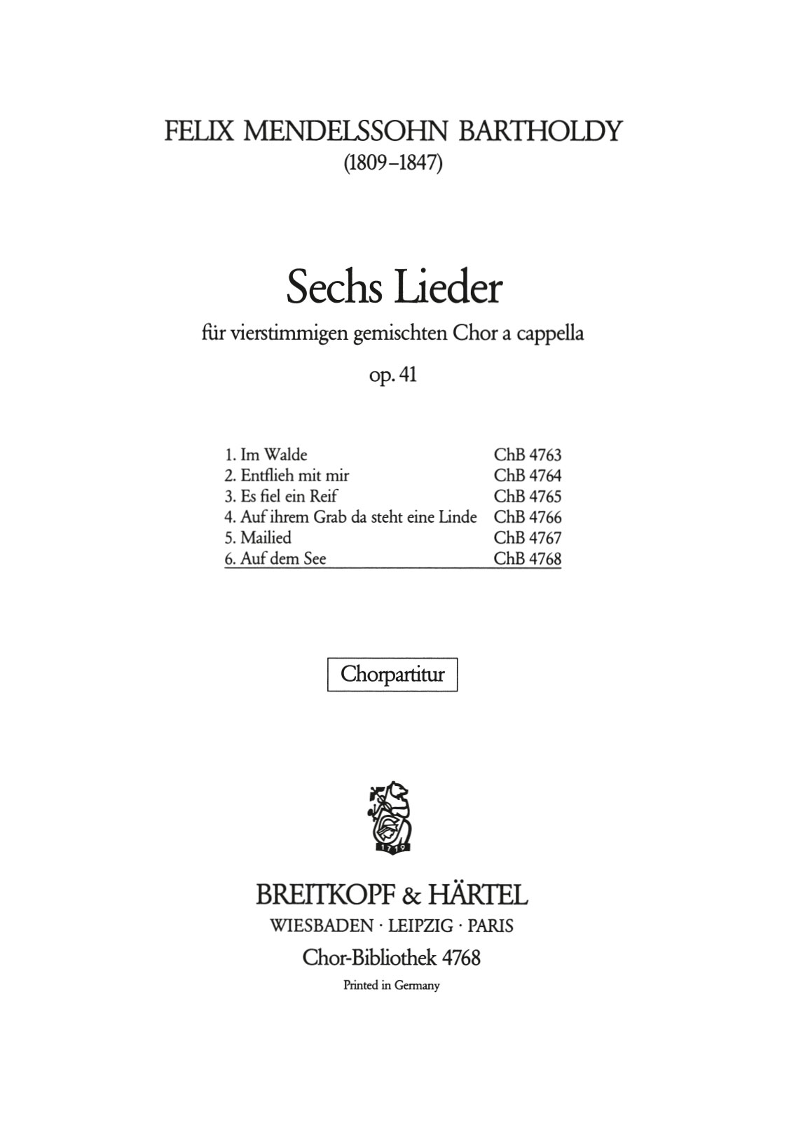 ChB 4768 - 6 Lieder Op. 41 - Cover
