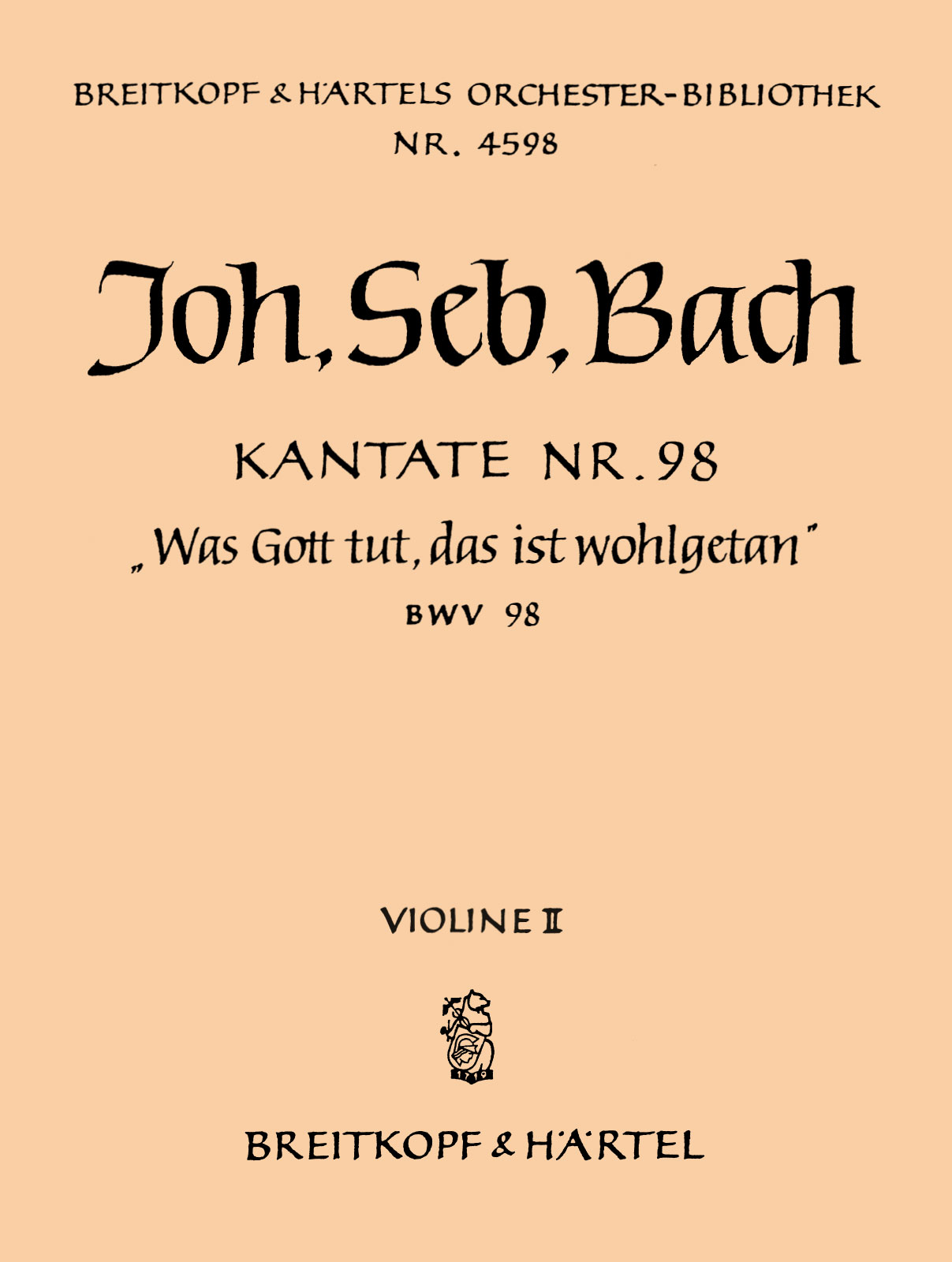 OB 4598-16 - Cantata BWV 98 “Was Gott tut, das ist wohlgetan” - Cover