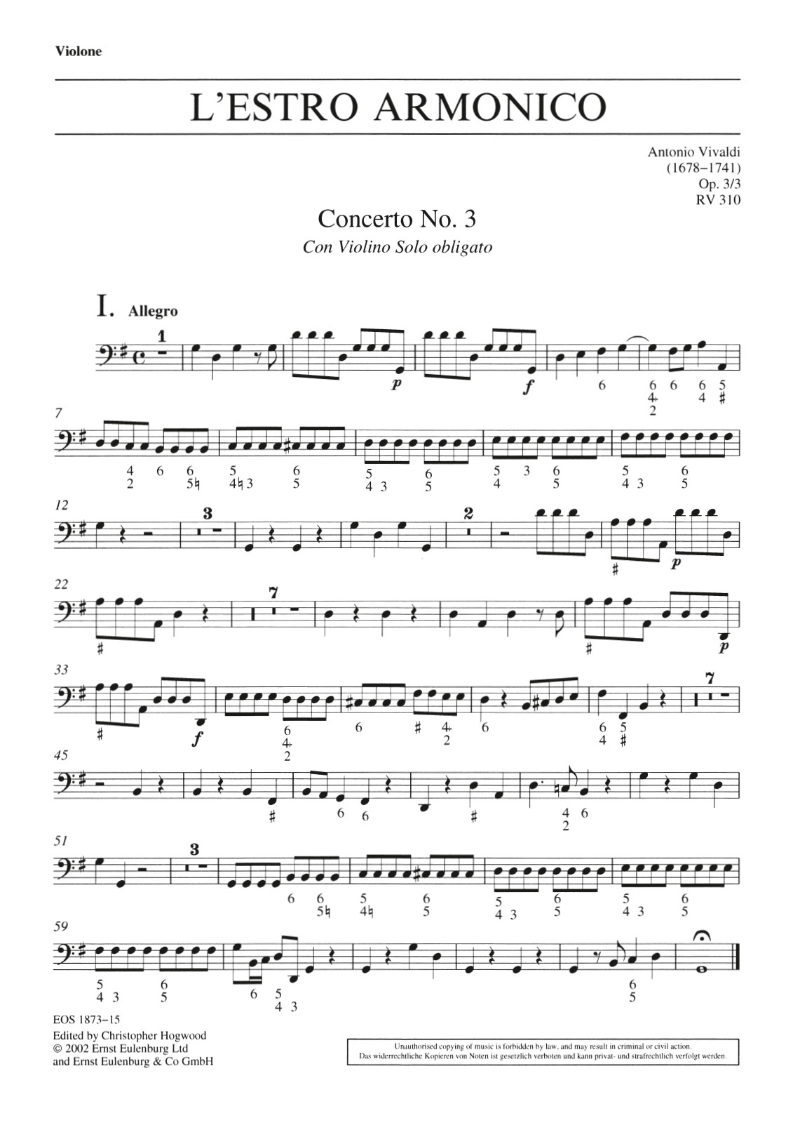 EOS 1873-27 - L’Estro Armonico op. 3/3 RV 310 - Cover