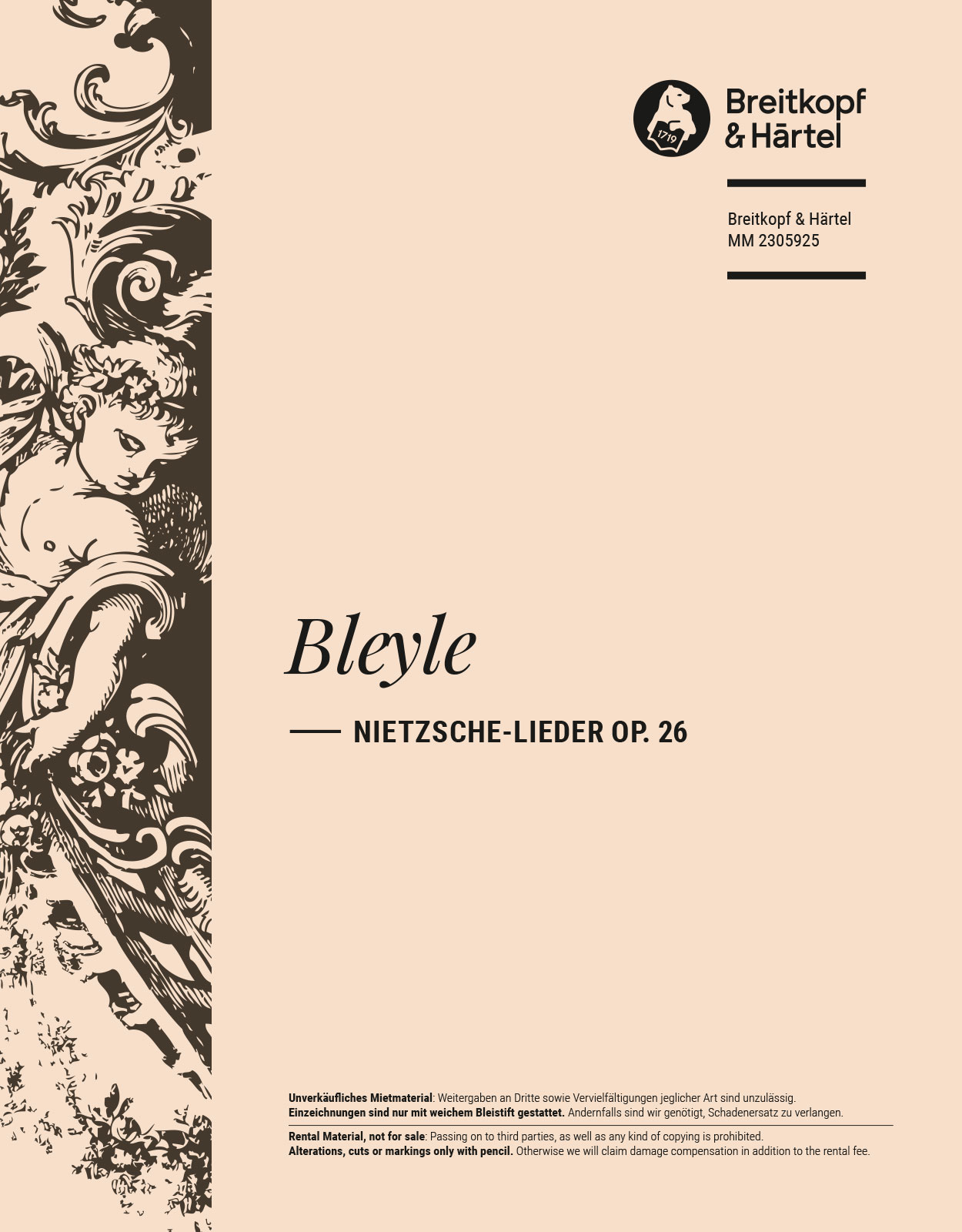 MM 2305925 - Karl Bleyle - Nietzsche-Lieder op. 26 - Cover