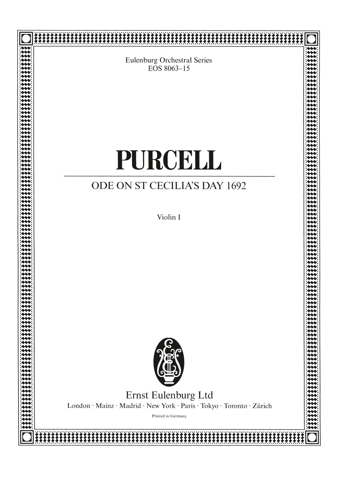 EOS 8063-15 - Ode on St. Cecilia’s Day 1692 Z 328 - Cover