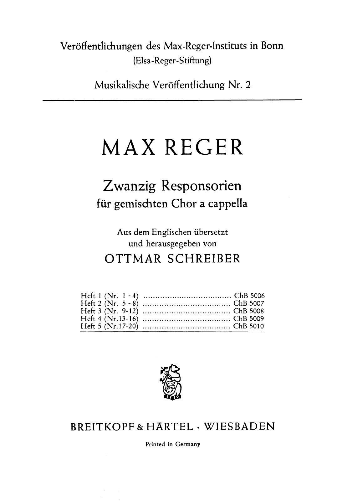 ChB 5010 - 20 Responsories - Cover