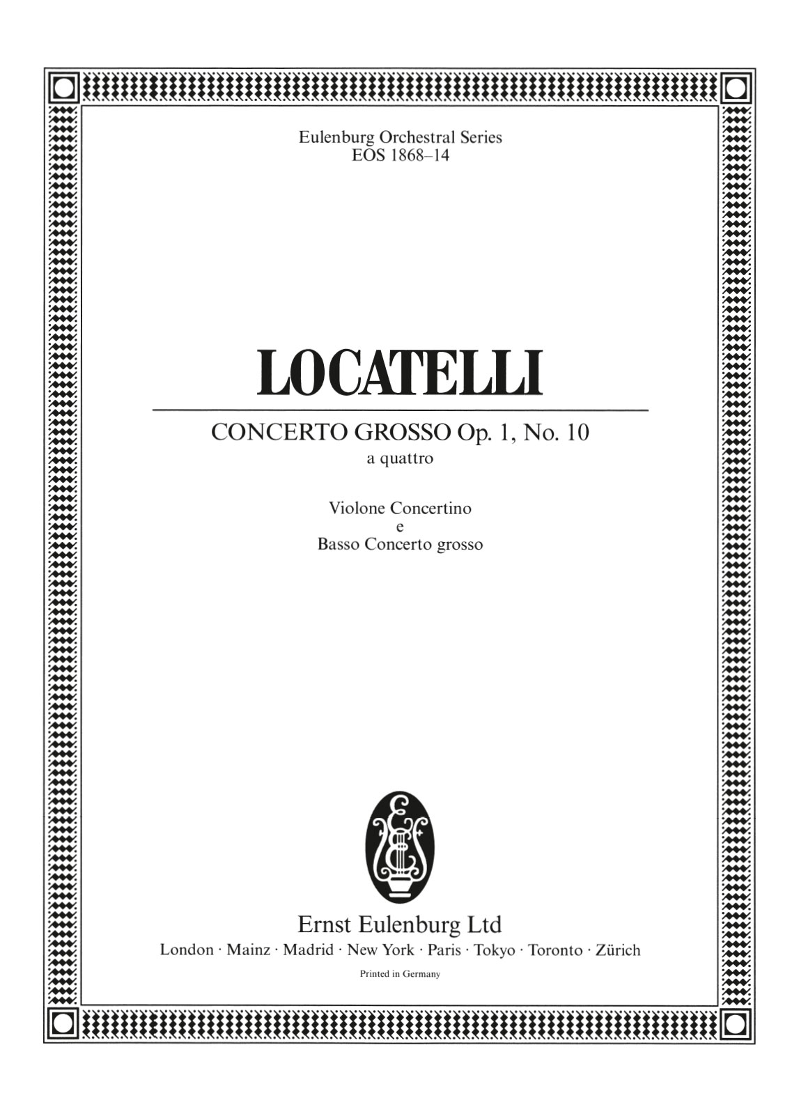 EOS 1868-26 - Concerto grosso „a quattro“ C-dur op. 1/10 - Cover