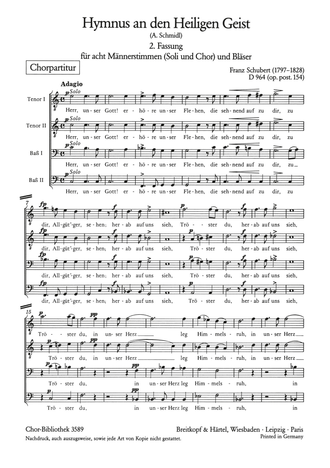 Franz Schubert - Hymnus an den heiligen Geist D 964 [Op. 154] - Cover
