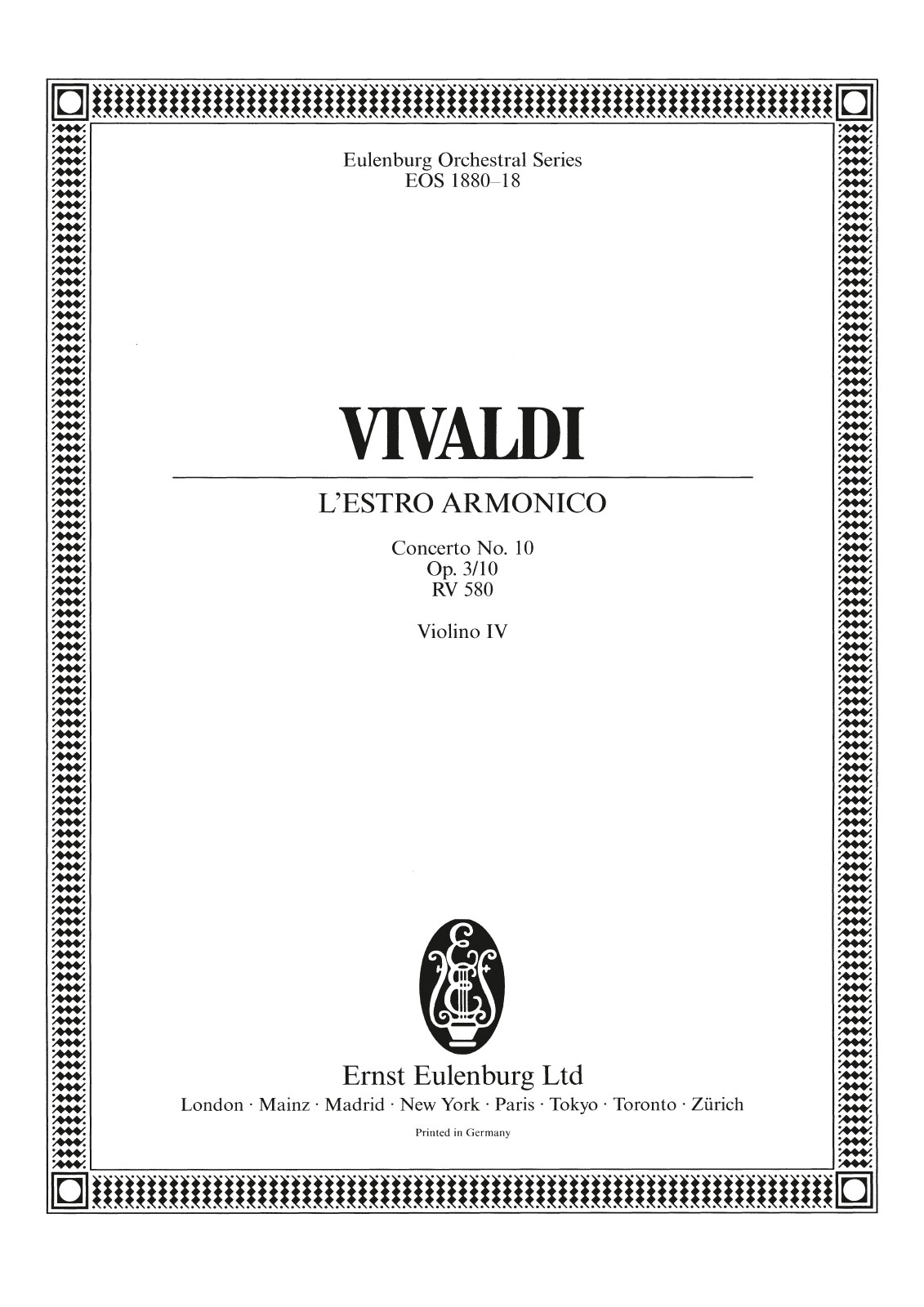 EOS 1880-18 - L’Estro Armonico Op. 3/10 RV 580 - Cover