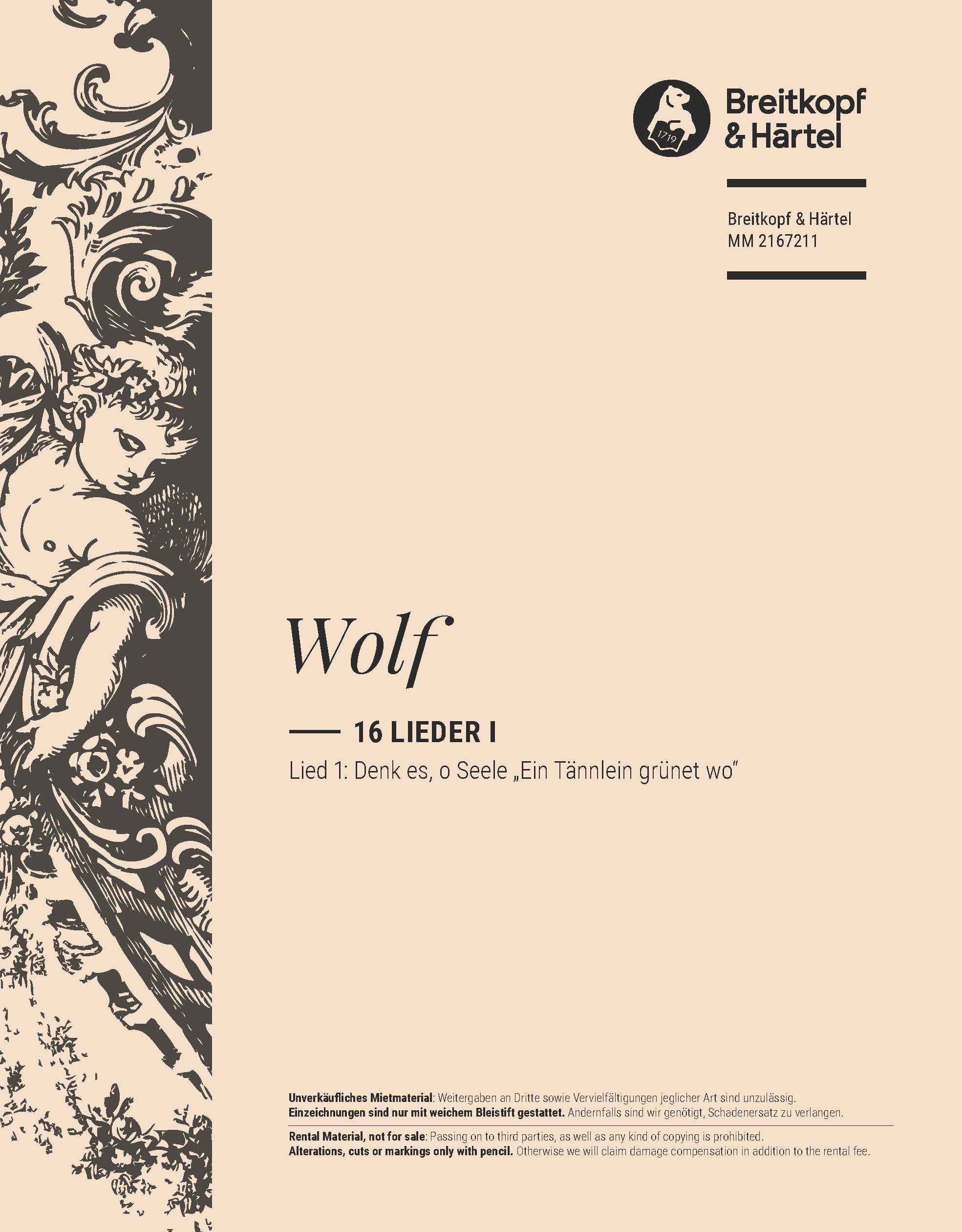 Hugo Wolf - 16 Lieder I - Cover