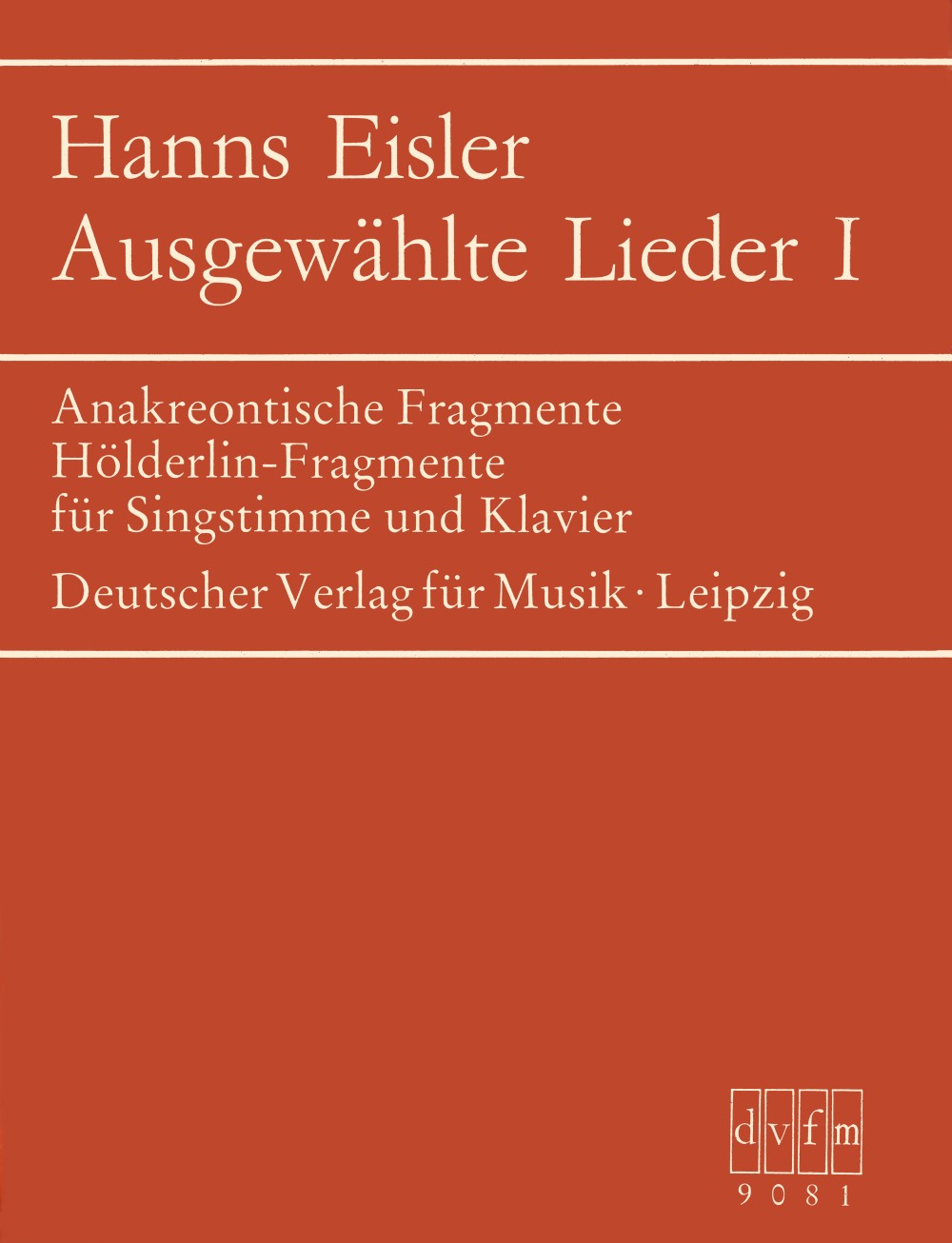 Hanns Eisler - Ausgewählte Lieder - Cover