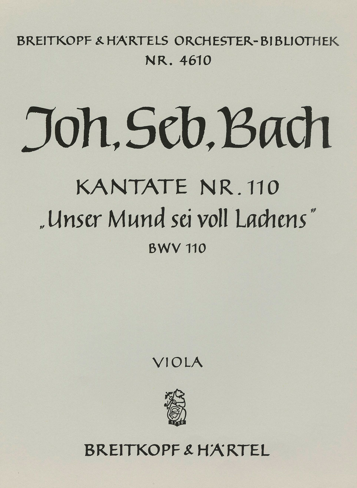OB 4610-19 - Kantate BWV 110 „Unser Mund sei voll Lachens“ - Cover