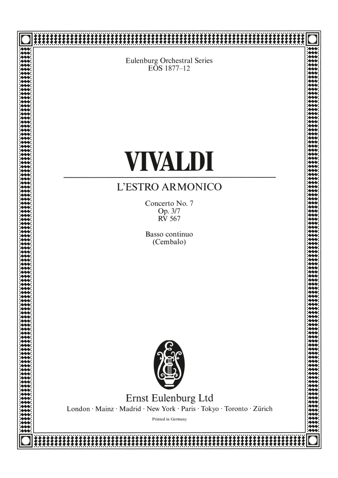 EOS 1877-12 - L’Estro Armonico op. 3/7 RV 567 - Cover
