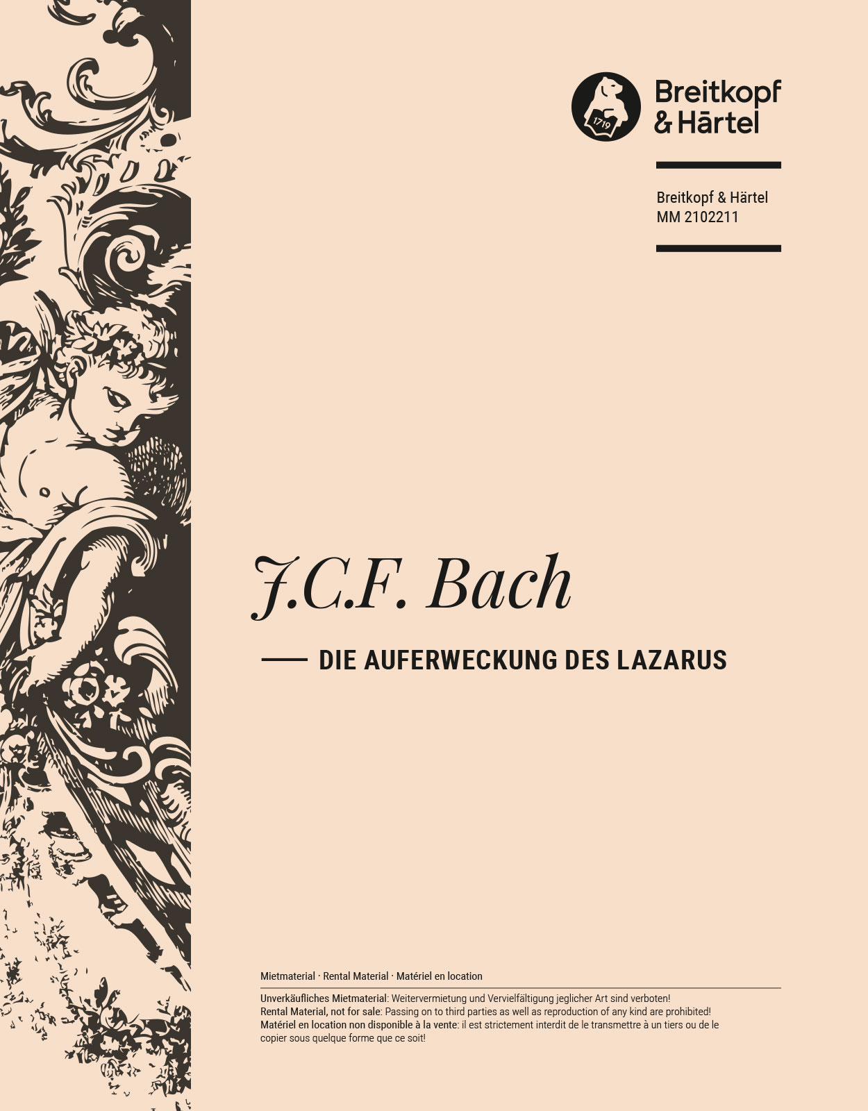 Johann Christoph Friedrich Bach - Die Auferweckung des Lazarus - Cover