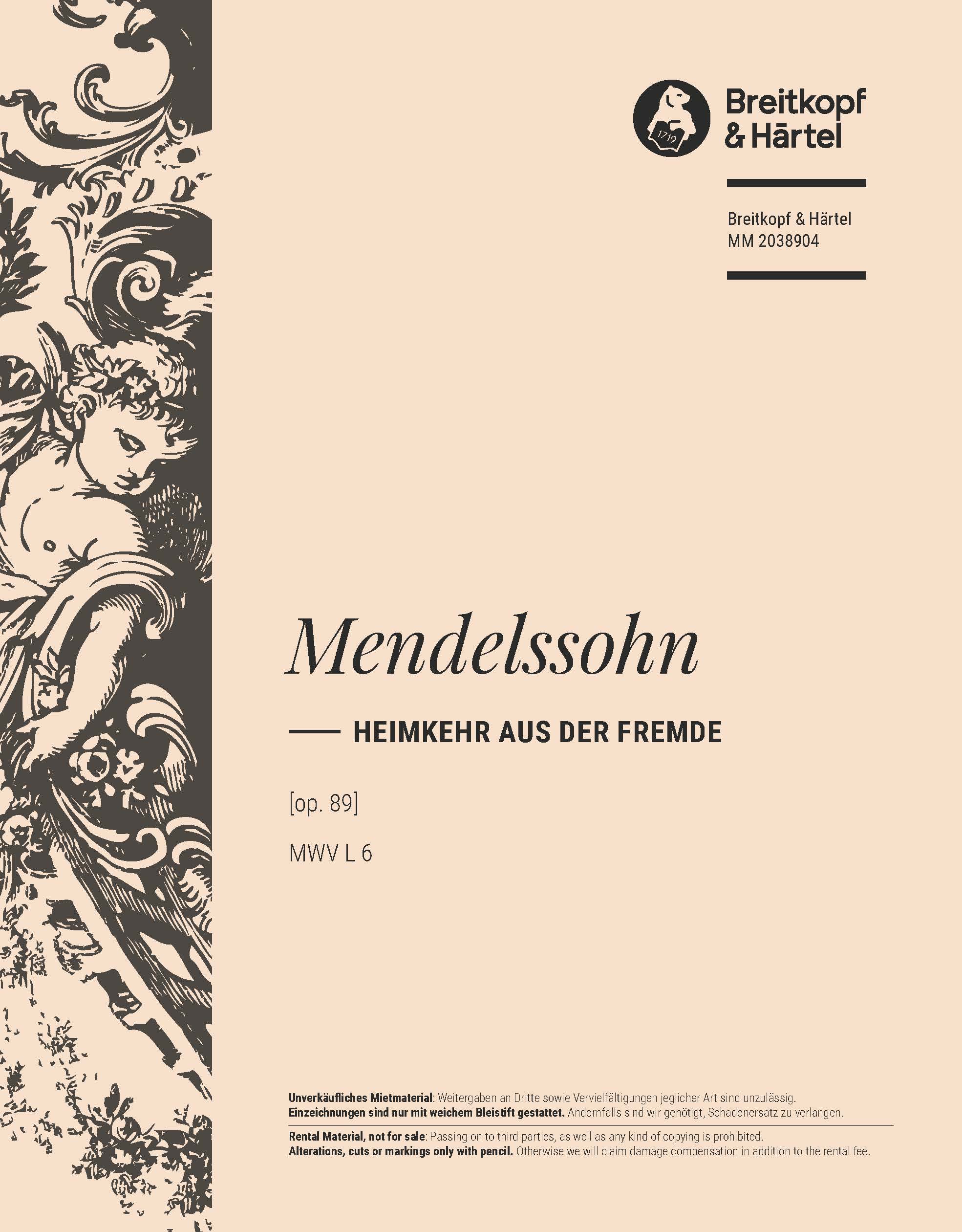 Felix Mendelssohn Bartholdy - Heimkehr aus der Fremde [op. 89] MWV L 6 - Cover