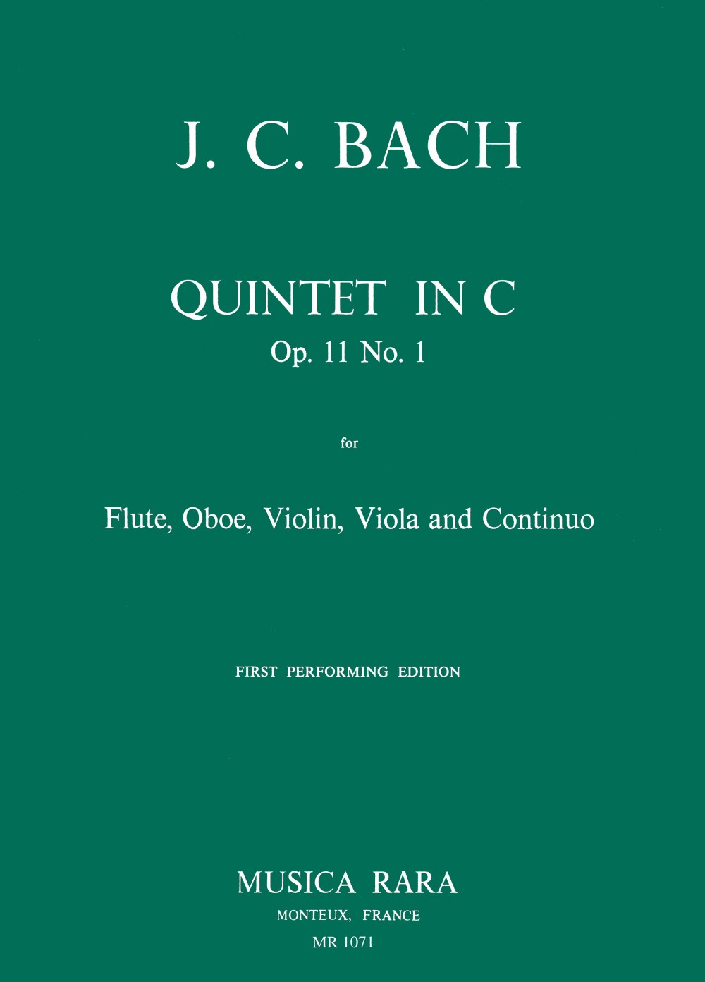 Johann Christian Bach - Quintett C-dur op. 11 Nr. 1 - Cover
