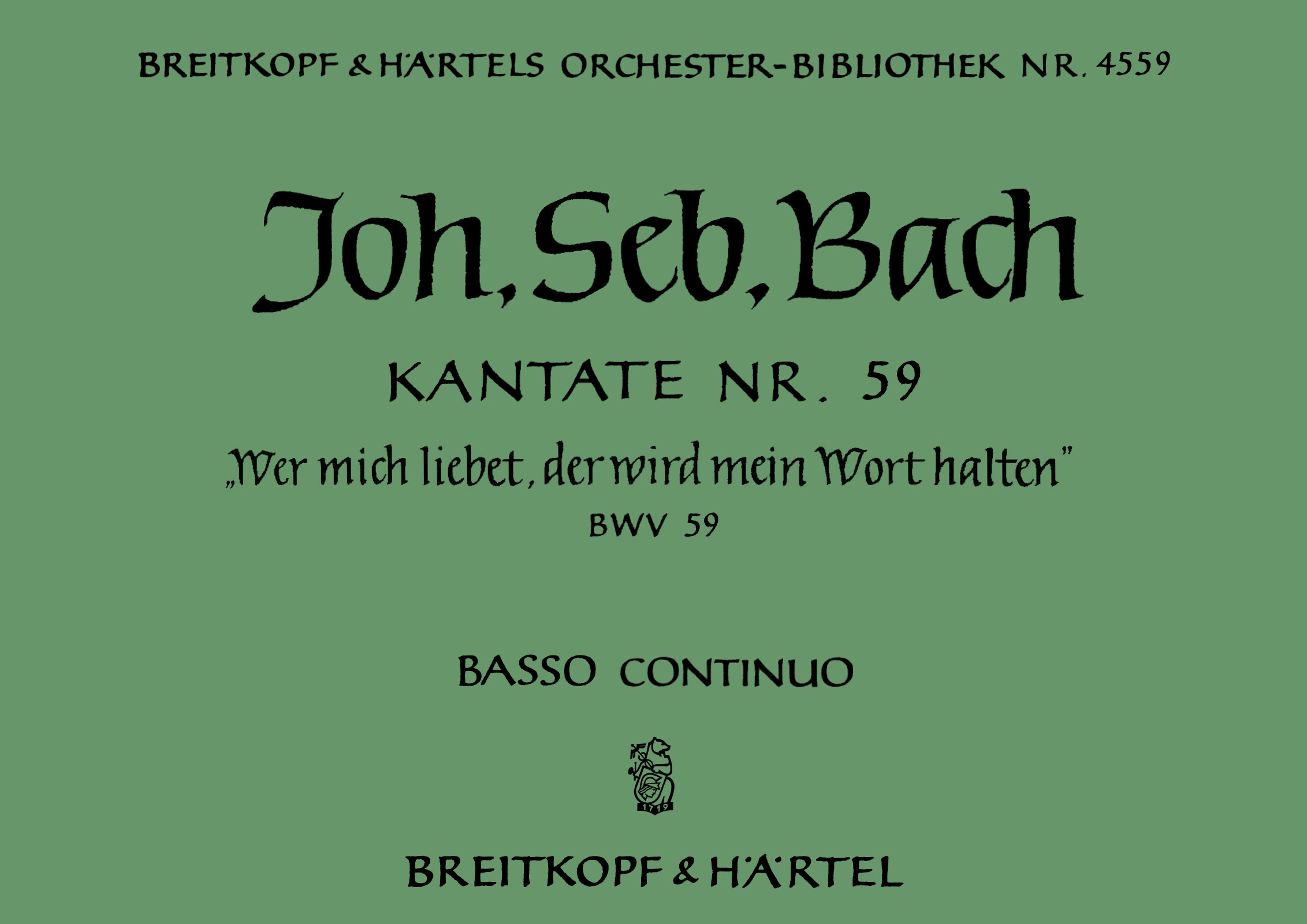 OB 4559-11 - Kantate BWV 59 „Wer mich liebet, der wird mein Wort halten“ - Cover