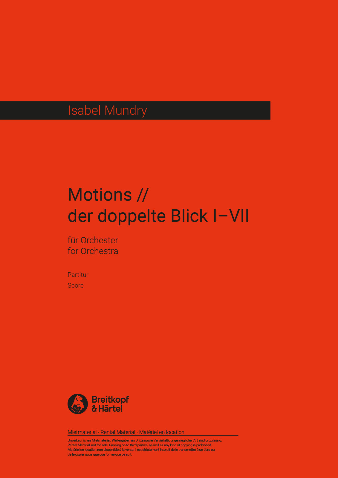 Isabel Mundry - Motions // der doppelte Blick I-VII - Cover