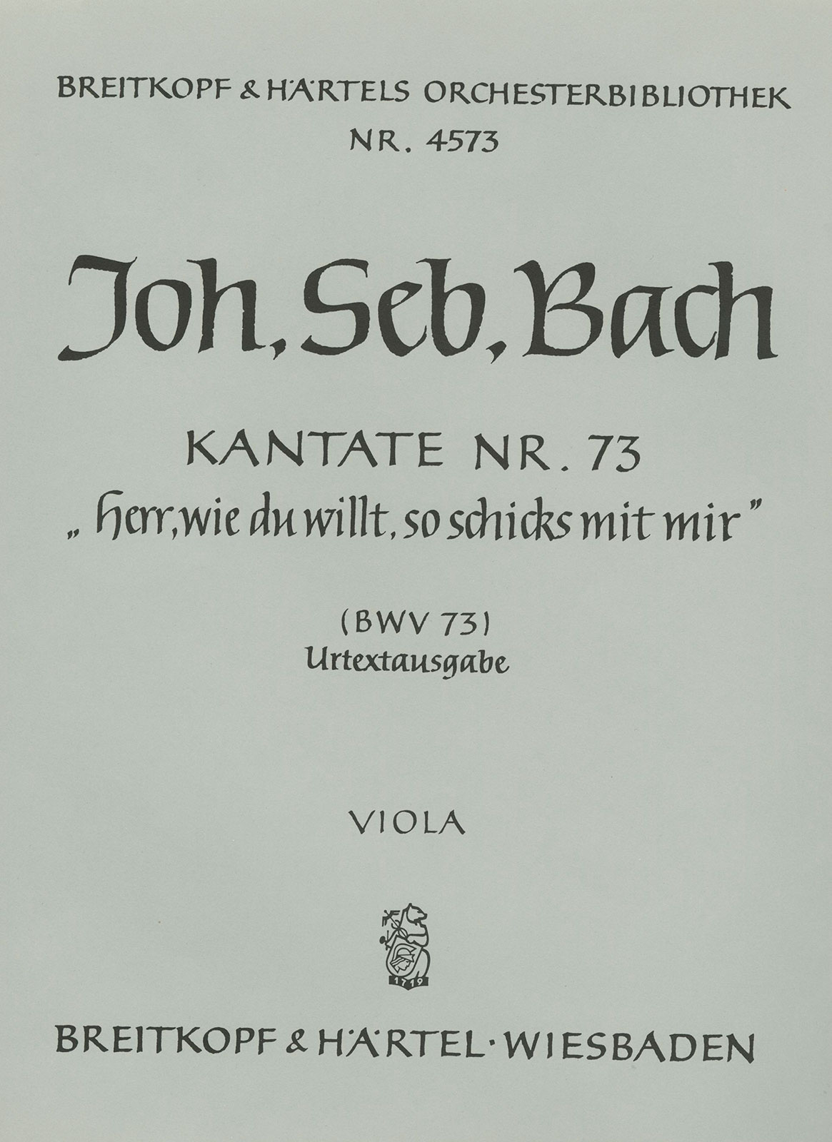 OB 4573-19 - Cantata BWV 73 “Lord, as Thou wilt, do unto me” - Cover