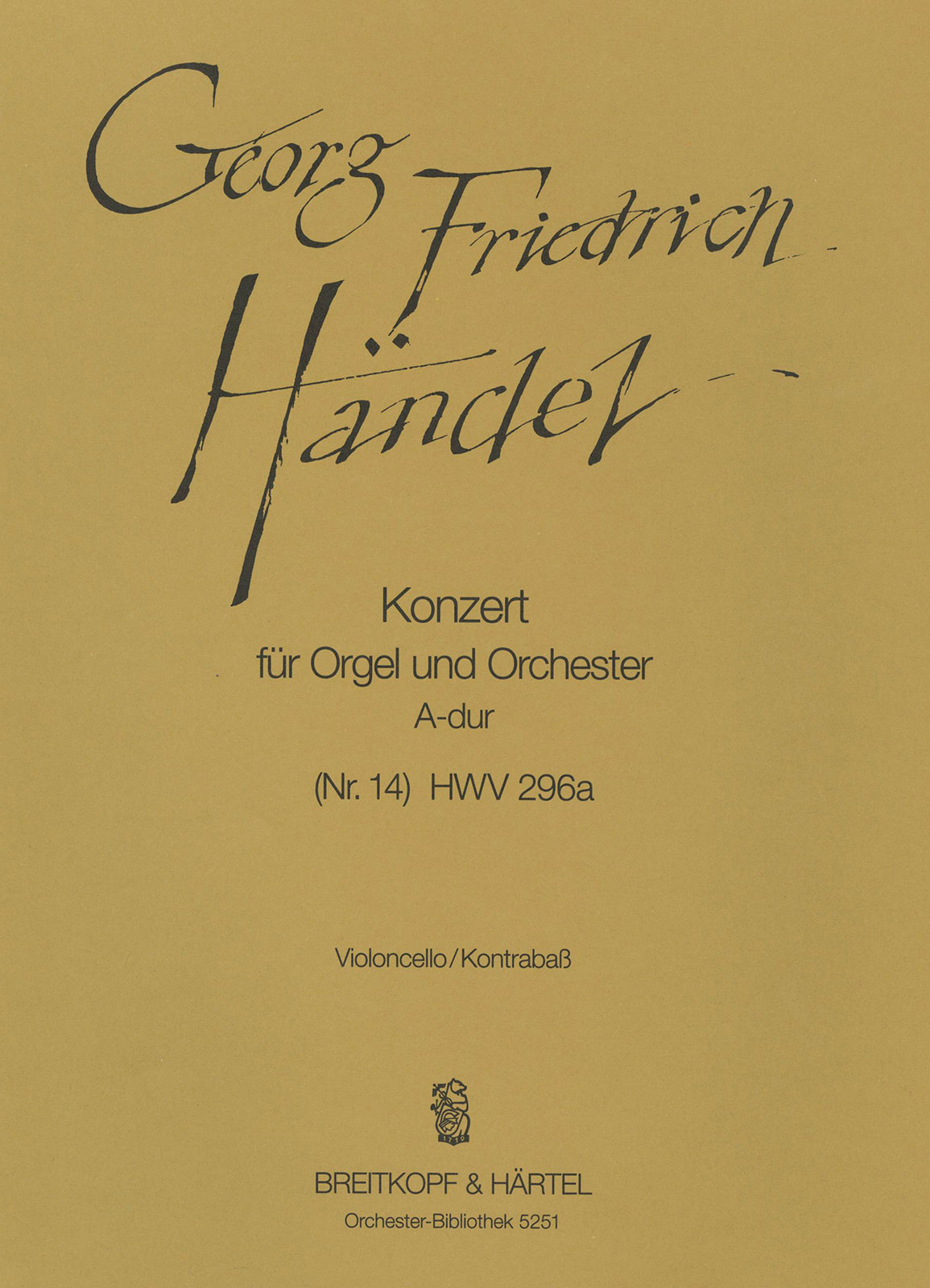 OB 5251-26 - Organ Concerto (No. 14) in A major HWV 296a - Cover