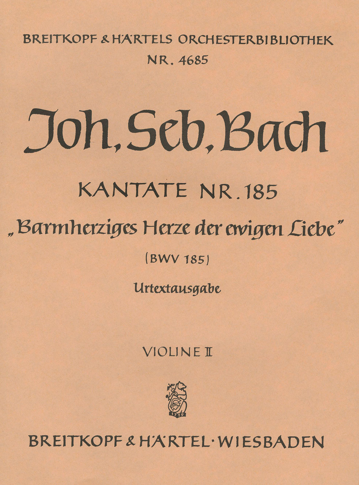 OB 4685-16 - Kantate BWV 185 „Barmherziges Herze der ewigen Liebe“ - Cover