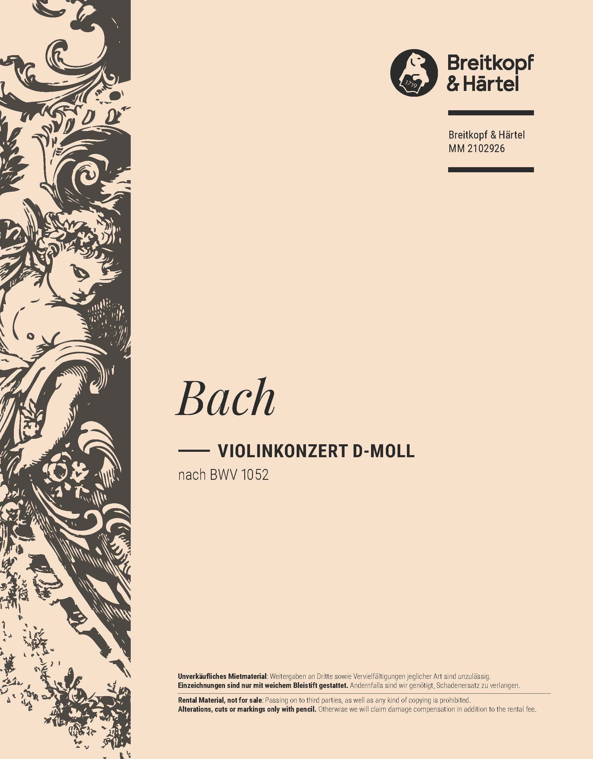 Johann Sebastian Bach - Violinkonzert d-moll nach BWV 1052 - Cover