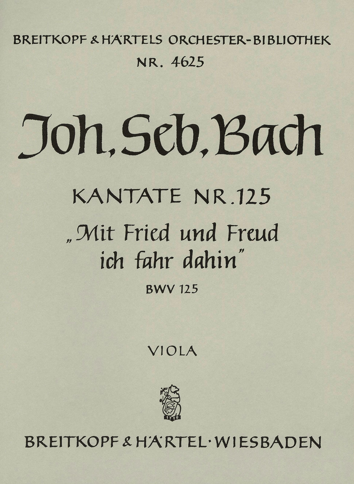 OB 4625-19 - Kantate BWV 125 „Mit Fried und Freud ich fahr dahin“ - Cover