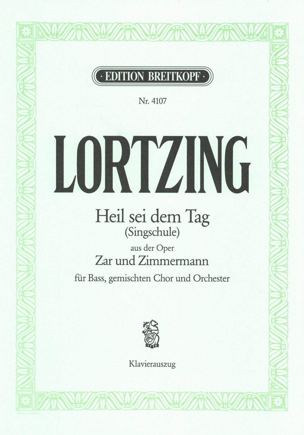 Albert Lortzing - Heil sei dem Tag (Singschule) - Cover