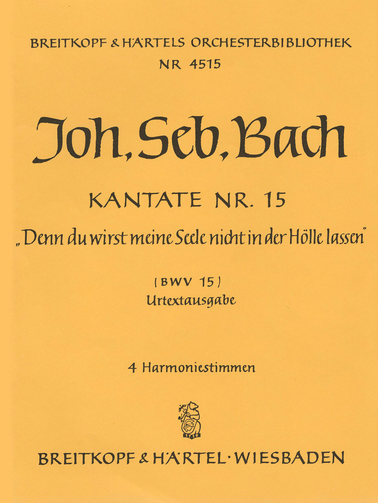 OB 4515-30 - Kantate „Denn du wirst meine Seele nicht in der Hölle lassen“ - Cover