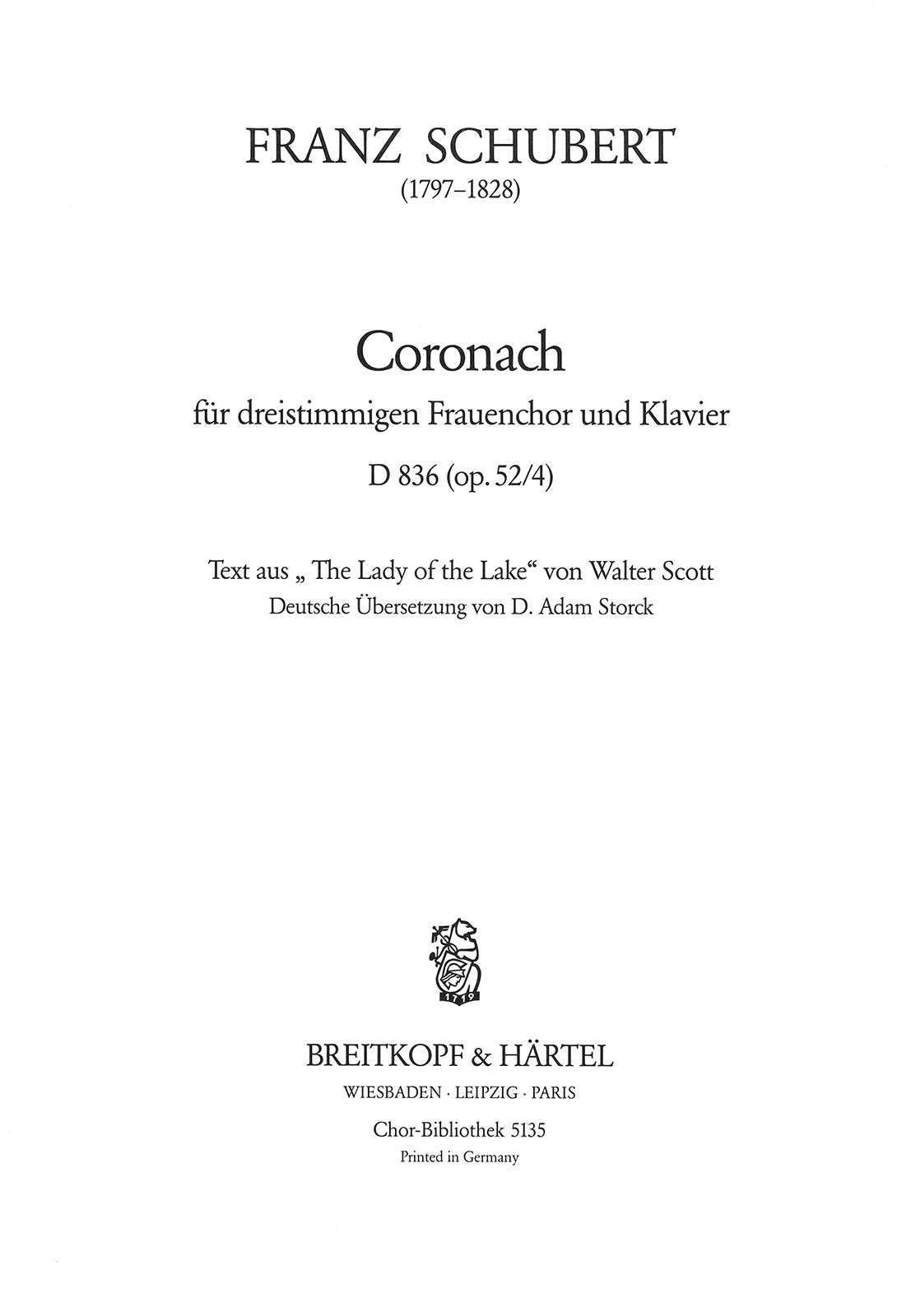 Franz Schubert - Coronach D 836 [op. 52/4] - Cover