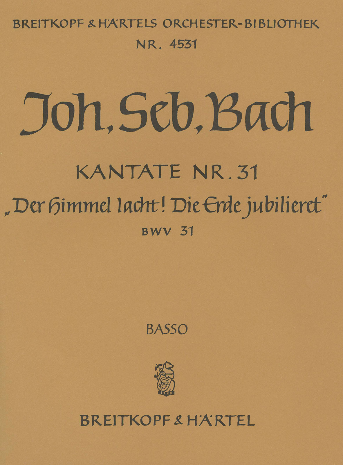 OB 4531-26 - Kantate BWV 31 „Der Himmel lacht! Die Erde jubilieret!“ - Cover