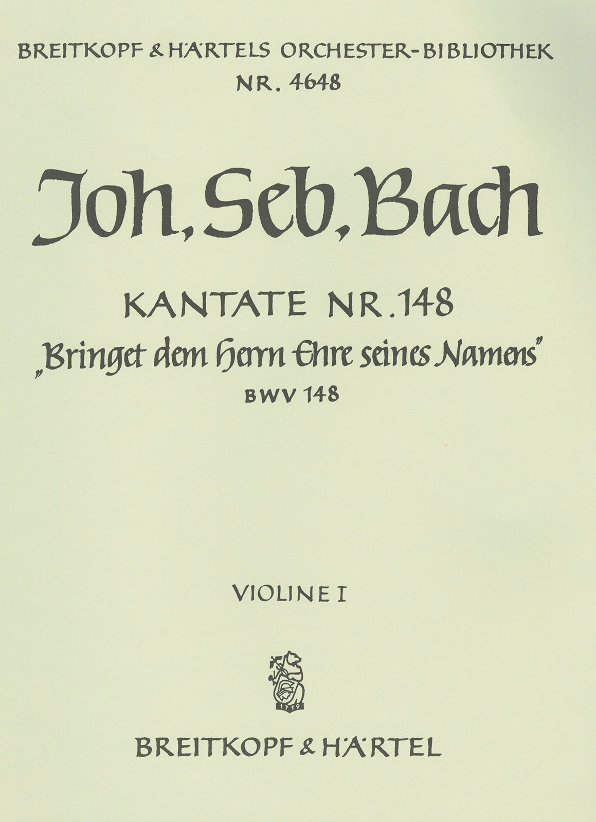 OB 4648-15 - Cantata BWV 148 “Bring ye to God honour due unto Him” - Cover