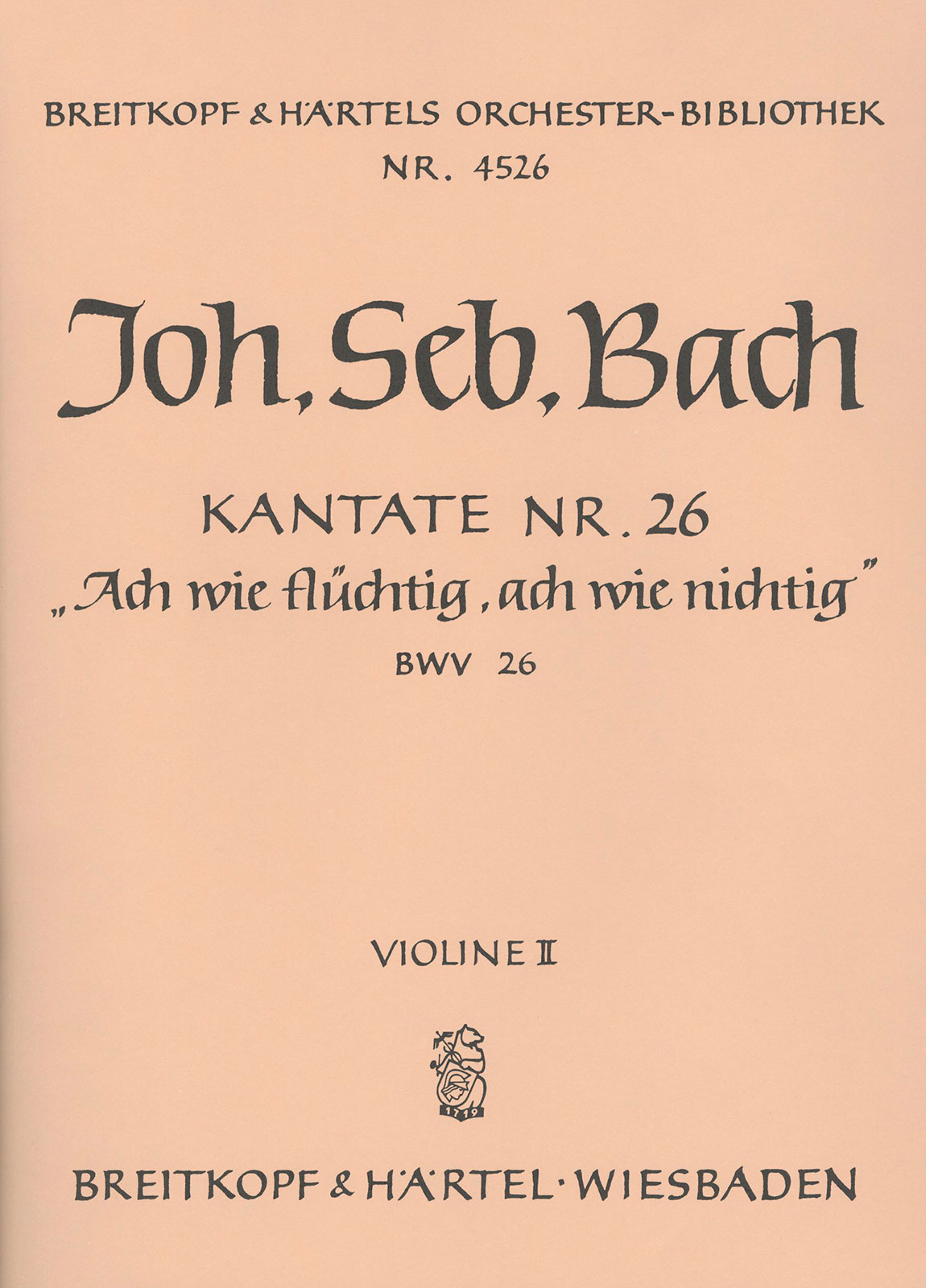 OB 4526-16 - Cantata BWV 26 “Ah! how weary, ah! how fleeting” - Cover