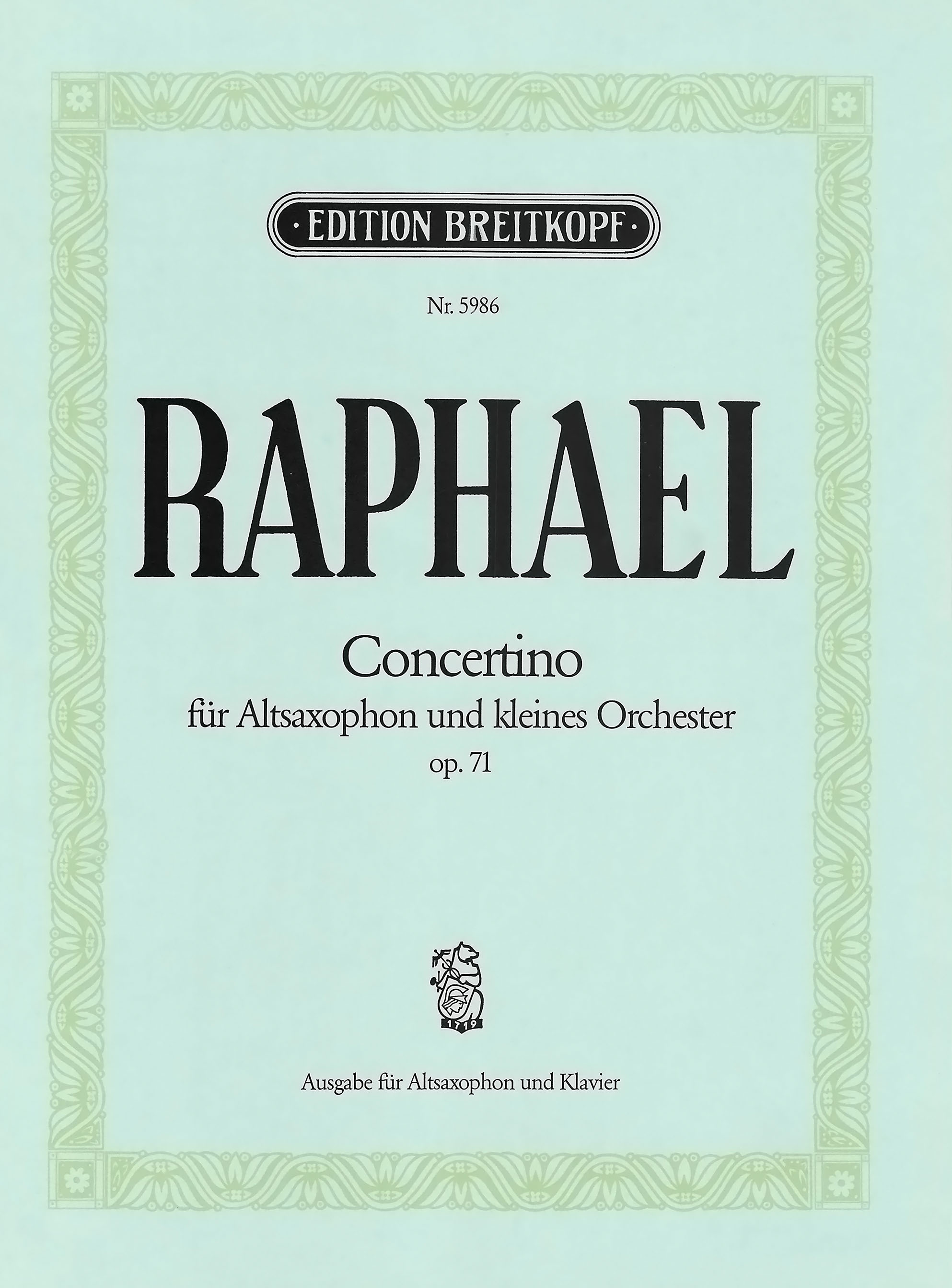 Günter Raphael - Concertino op. 71 - Cover