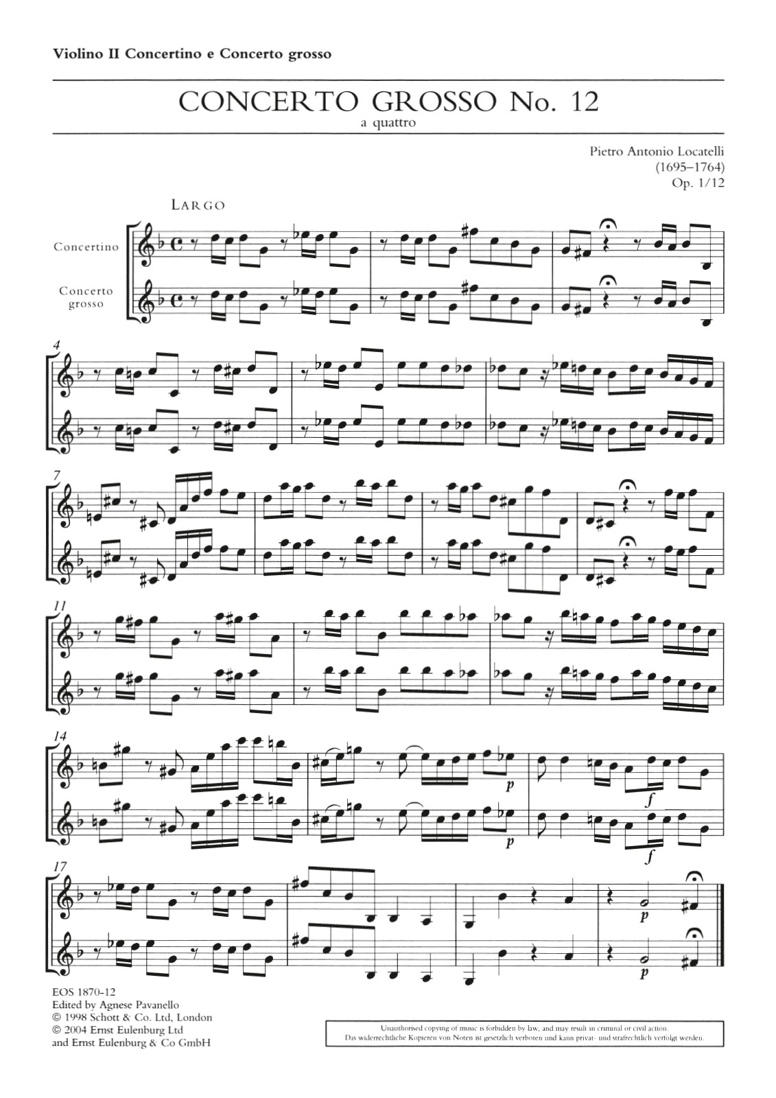 EOS 1870-16 - Concerto grosso „a quattro“ g-moll op. 1/12 - Cover