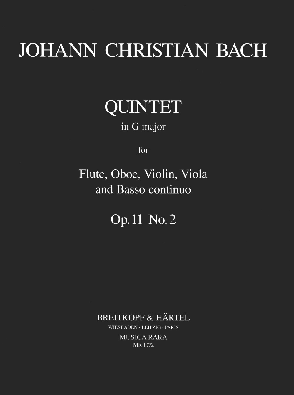 Johann Christian Bach - Quintett G-dur op. 11 Nr. 2 - Cover