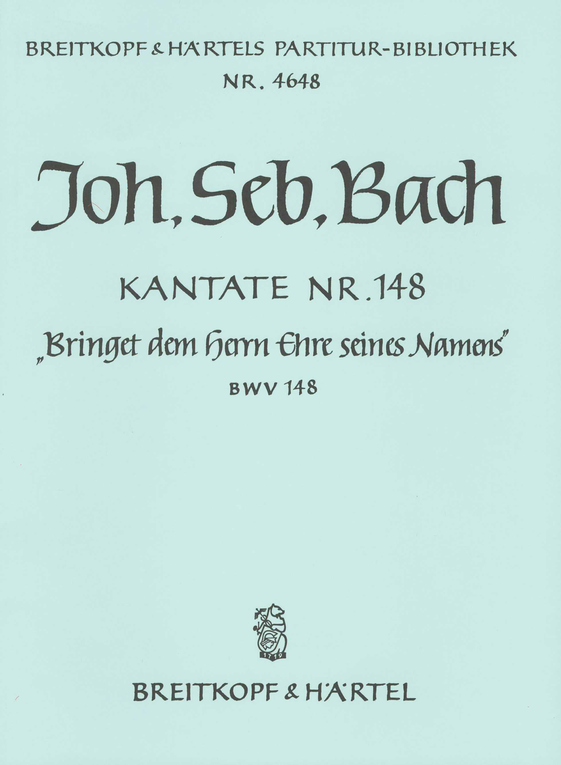 PB 4648 - Cantata BWV 148 “Bring ye to God honour due unto Him” - Cover