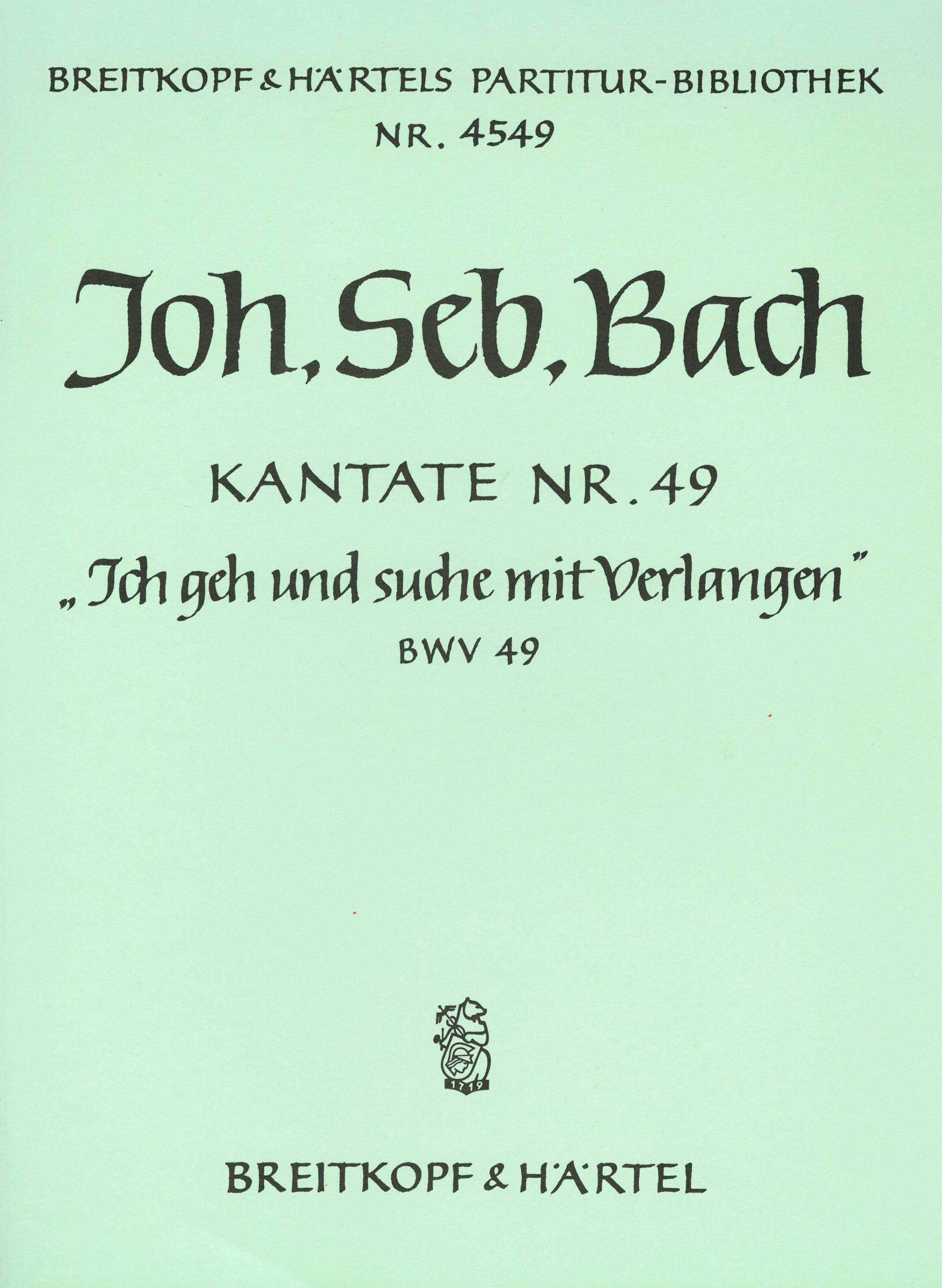 PB 4549 - Cantata BWV 49 “Ich geh und suche mit Verlangen” - Cover