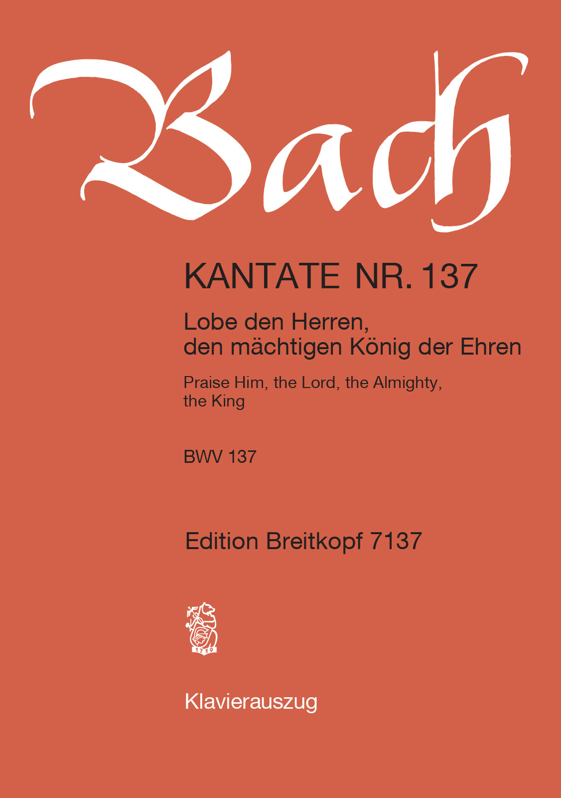 EB 7137D - Cantata BWV 137 “Praise Him, the Lord, the Almighty, the King” - Cover