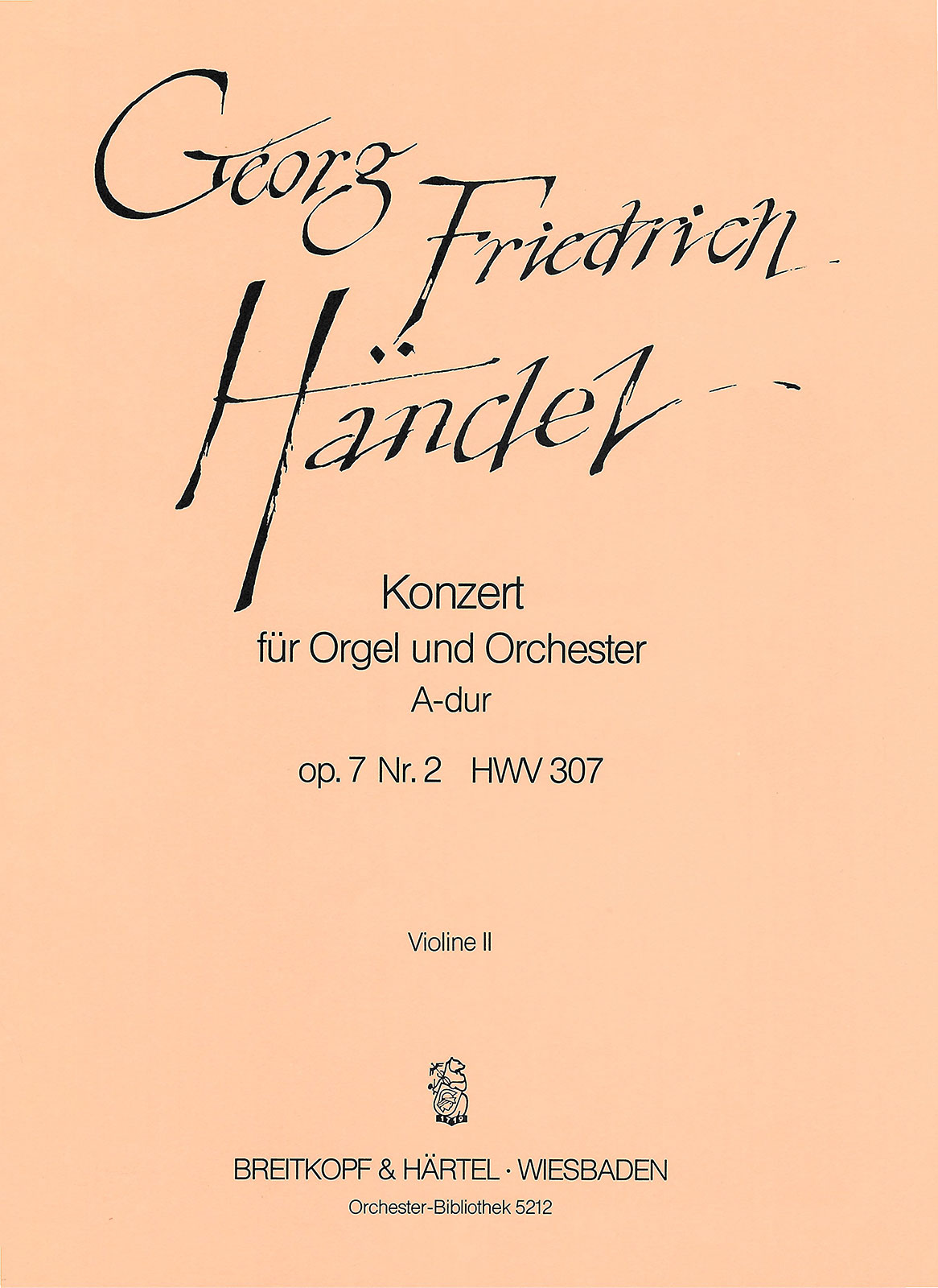 OB 5212-16 - Orgelkonzert (Nr. 8) A-dur op. 7/2 HWV 307 - Cover