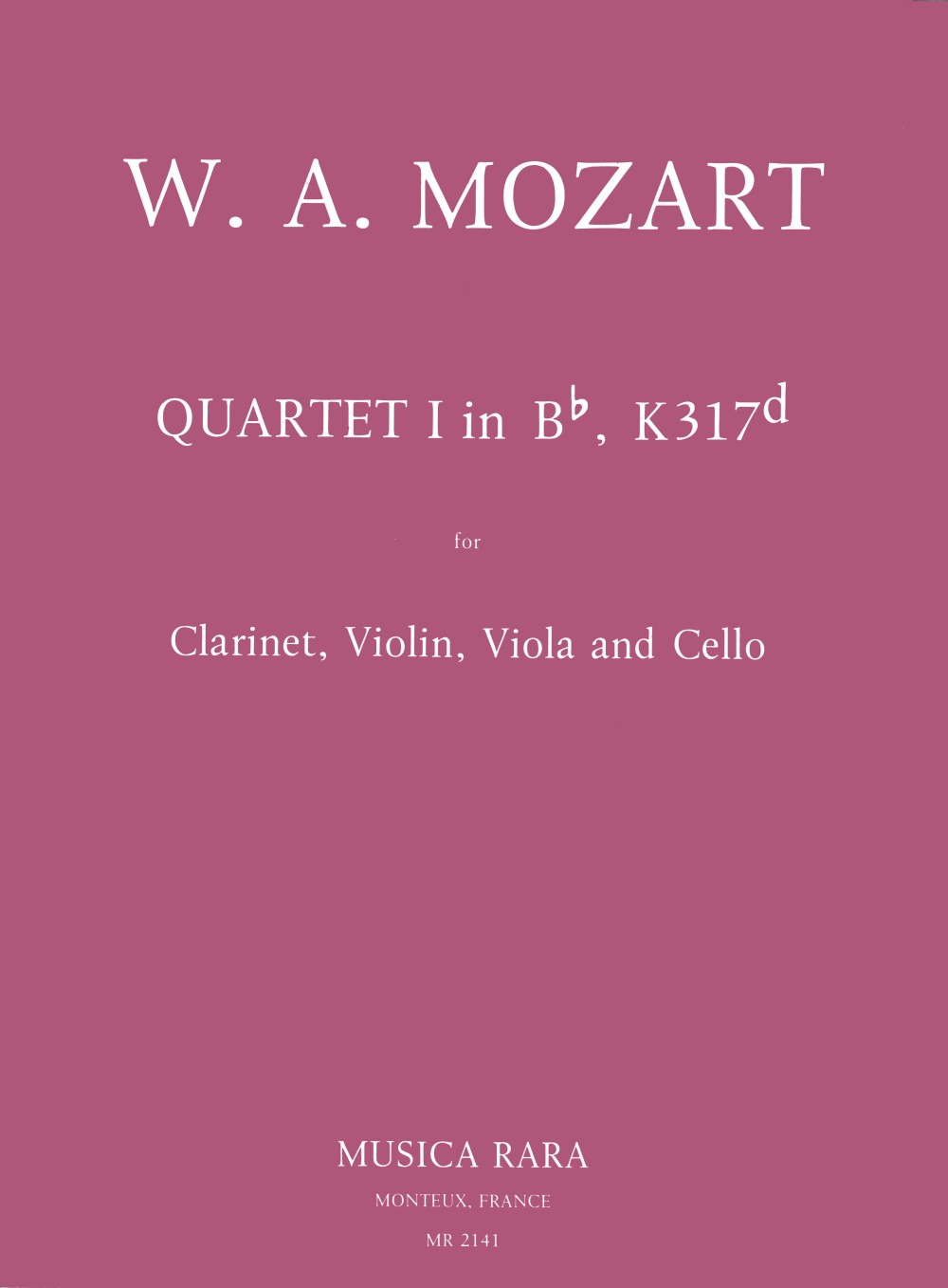 Wolfgang Amadeus Mozart - Quartett Nr. 1 in B nach der Violinsonate KV 317d - Cover