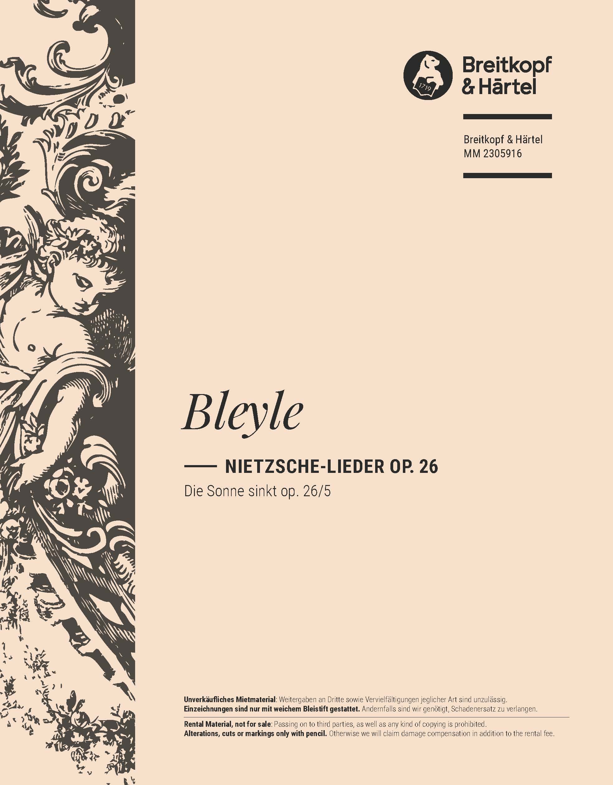 Karl Bleyle - Nietzsche-Lieder op. 26 - Cover