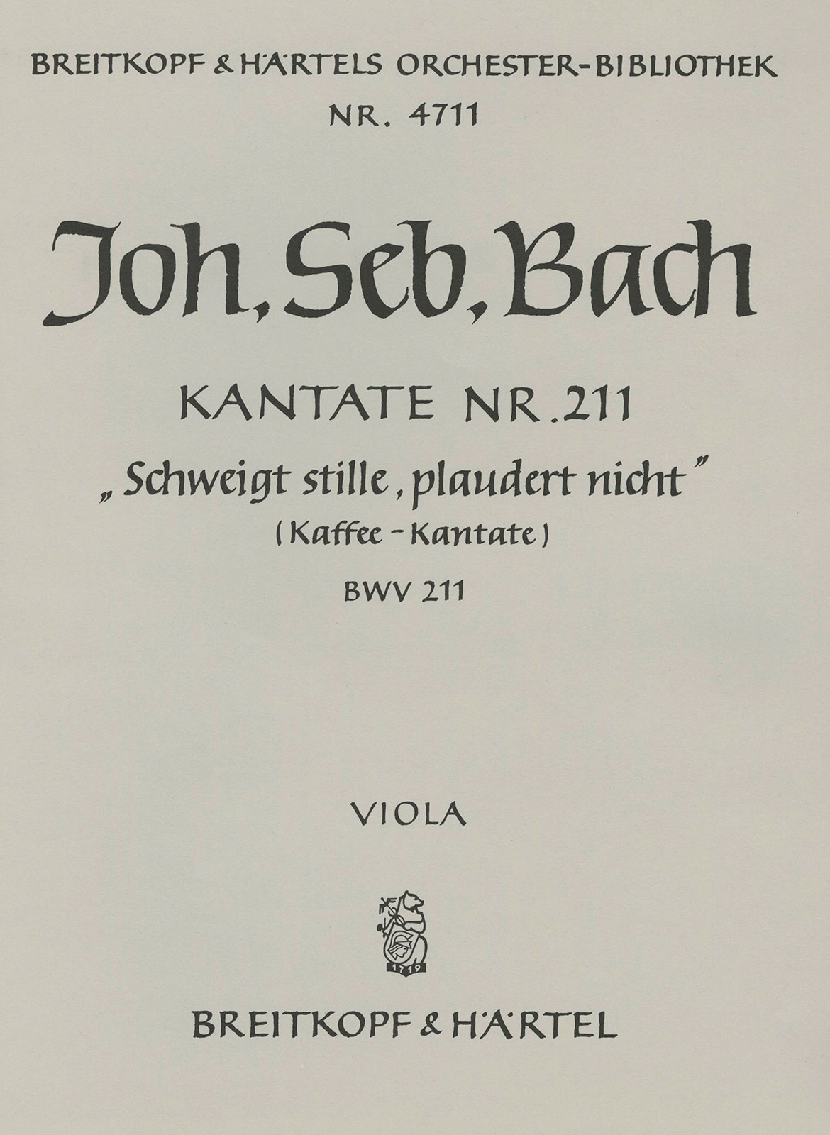 OB 4711-19 - Kantate BWV 211 „Schweigt stille, plaudert nicht“ - Cover