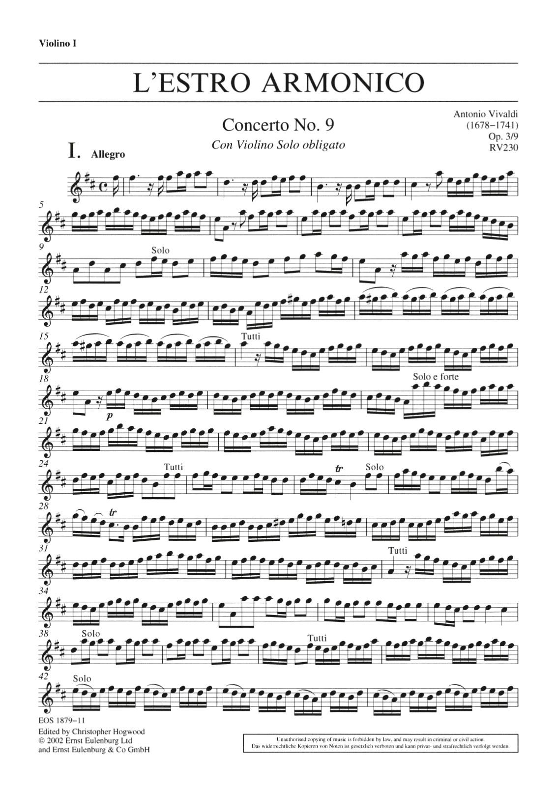 EOS 1879-15 - L’Estro Armonico op. 3/9 RV 230 - Cover