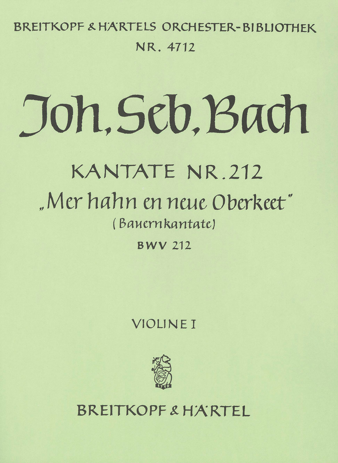 OB 4712-15 - Kantate BWV 212 „Mer hahn en neue Oberkeet“ - Cover