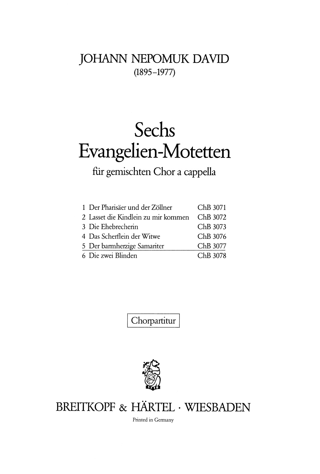 ChB 3077 - 6 Evangelien-Motetten - Cover