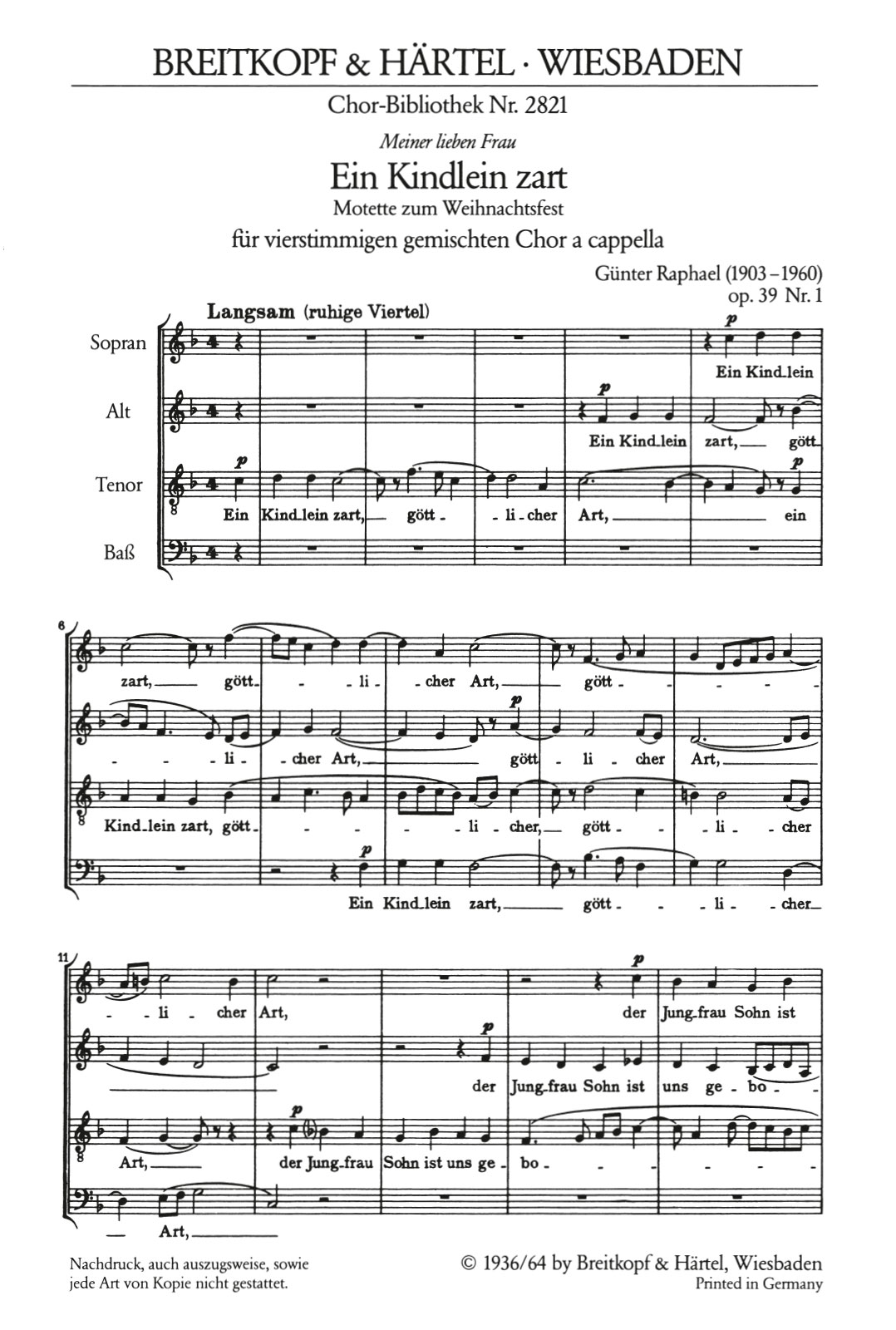 Günter Raphael - 3 Motetten op. 39 - Cover