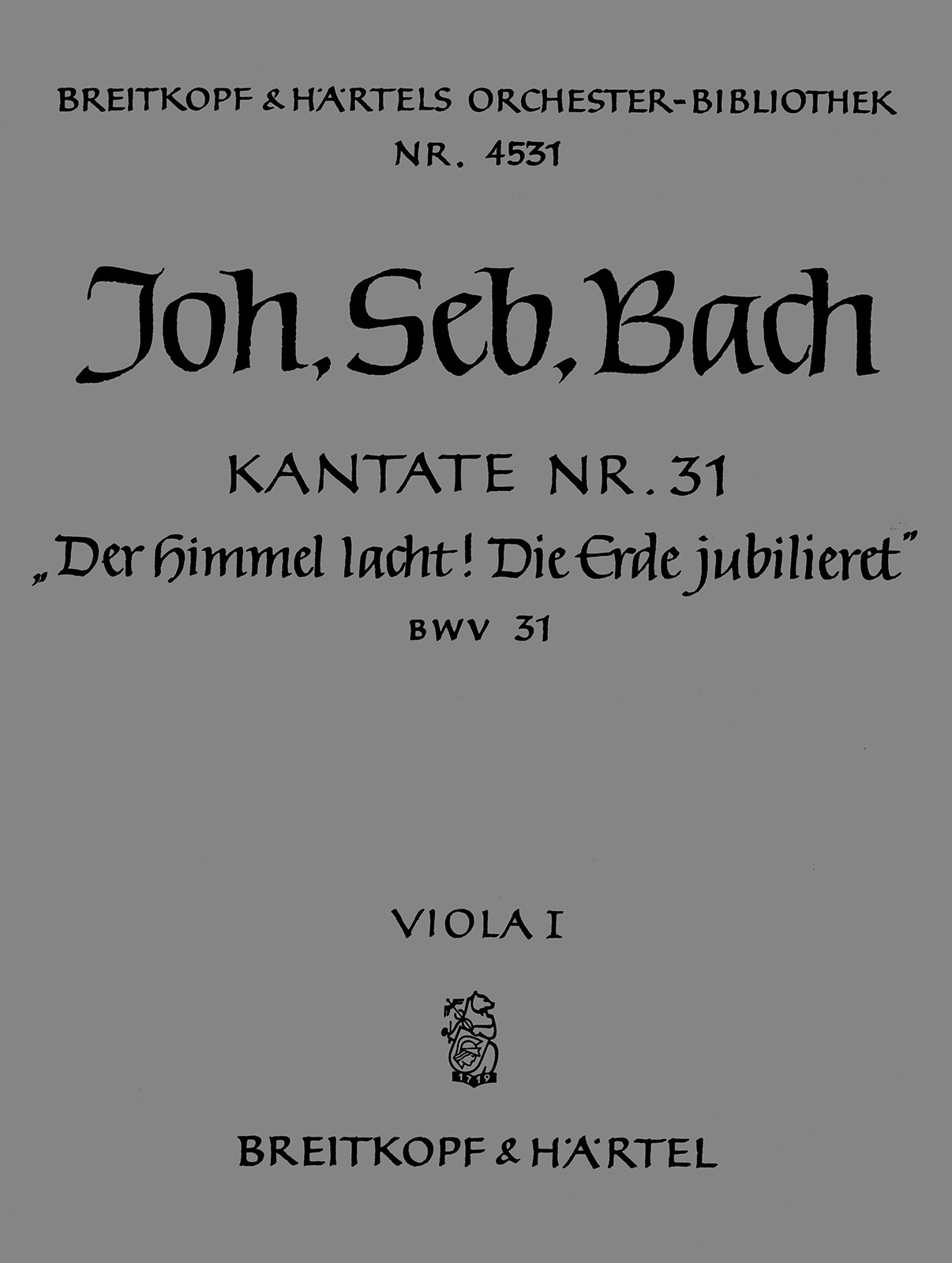 OB 4531-19 - Cantata BWV 31 “The heavens rejoice” - Cover