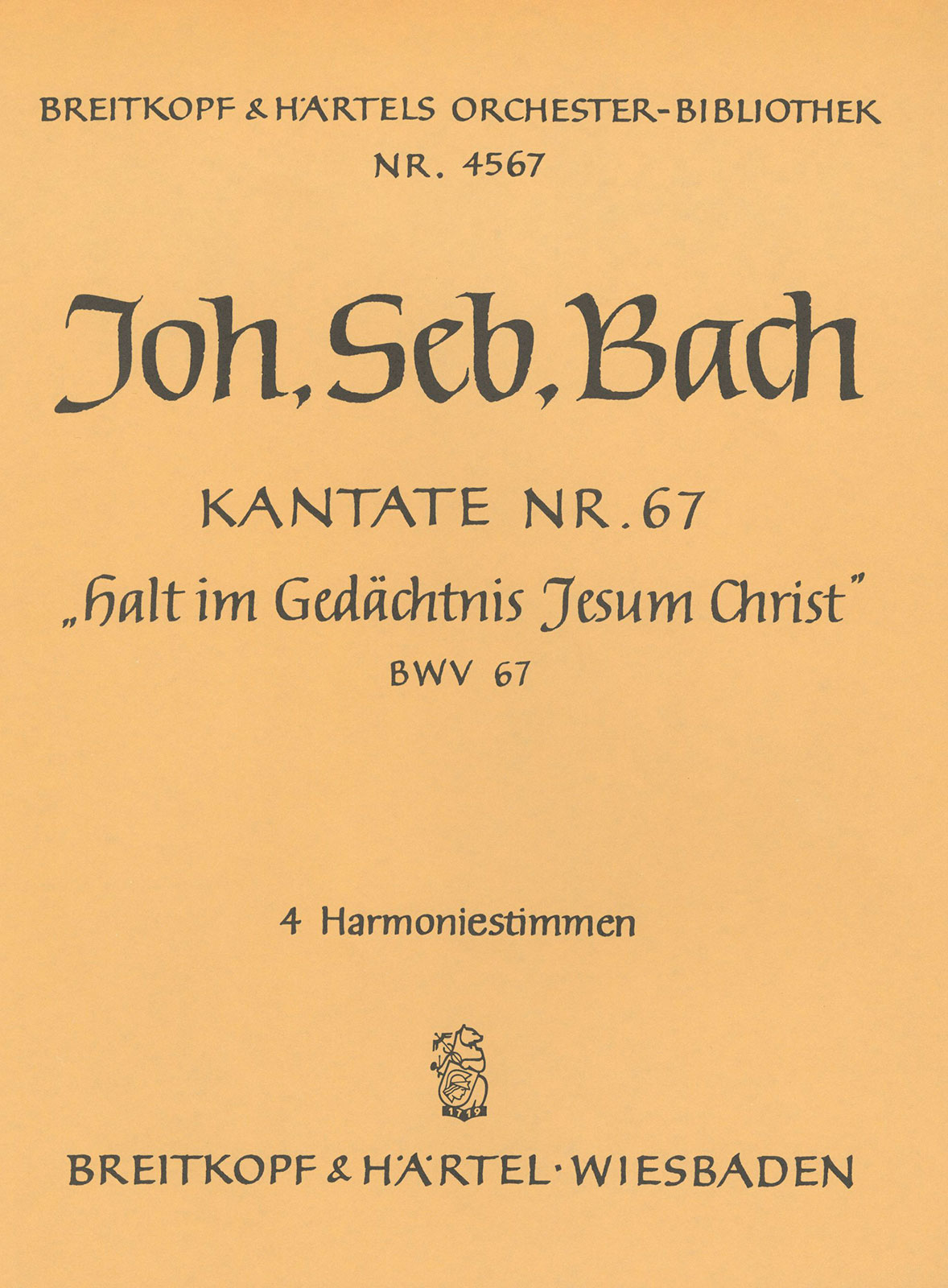 OB 4567-30 - Cantata BWV 67 “Hold in remembrance Jesus Christ” - Cover