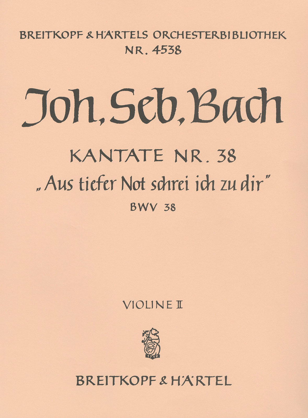 OB 4538-16 - Cantata BWV 38 “Out of the deep call I to Thee” - Cover