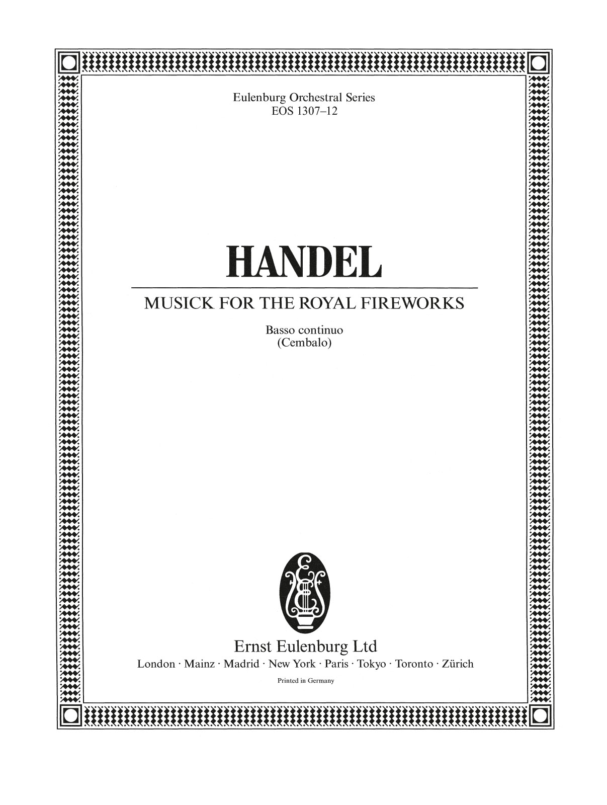 EOS 1307-12 - Feuerwerksmusik D-dur HWV 351 - Cover