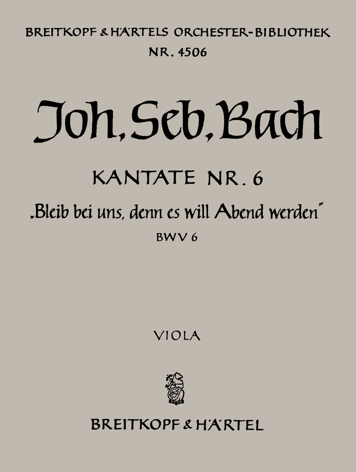 OB 4506-19 - Cantata BWV 6 “Stay with us, the evening approaches” - Cover