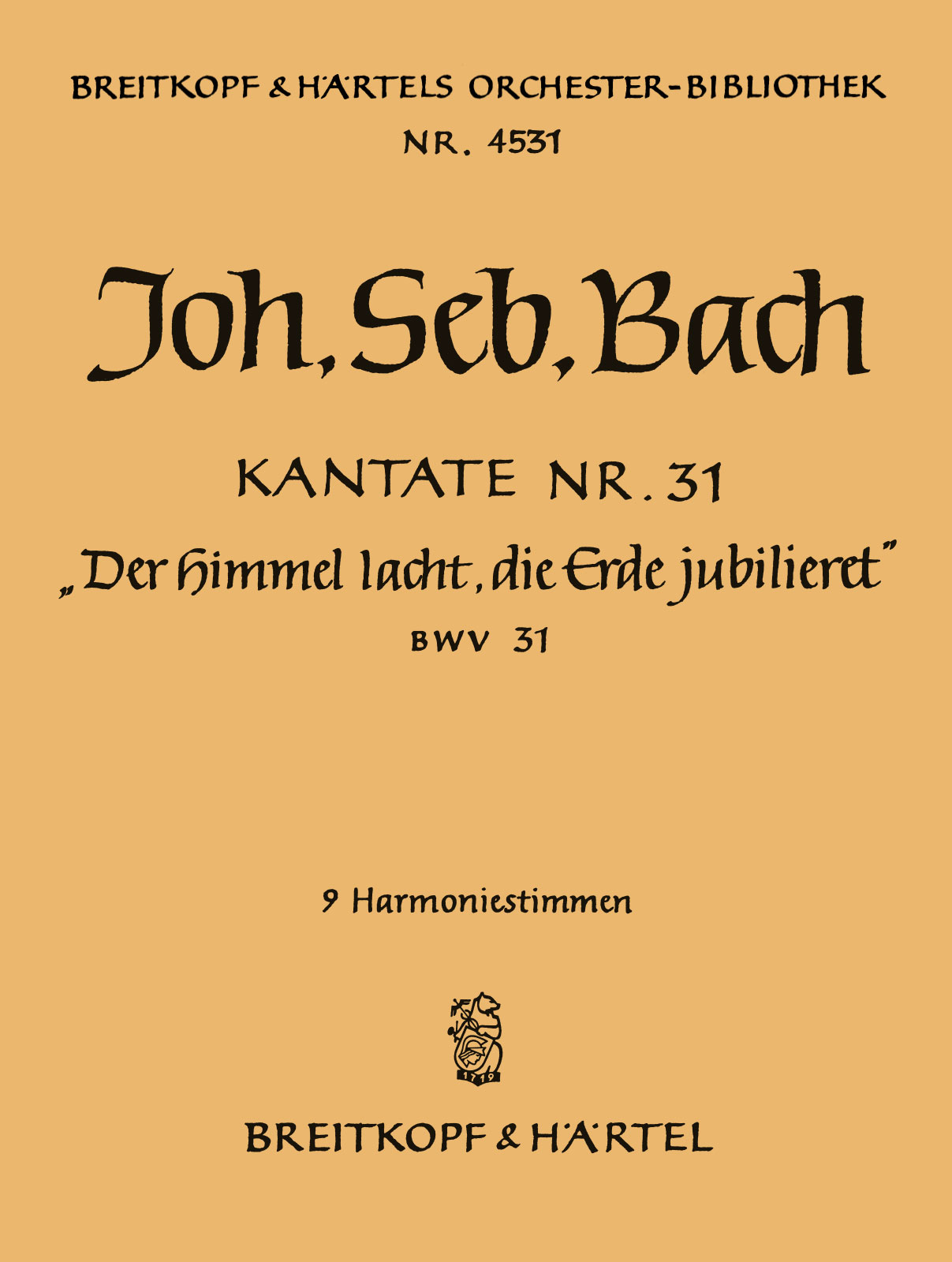 OB 4531-30 - Kantate BWV 31 „Der Himmel lacht! Die Erde jubilieret!“ - Cover