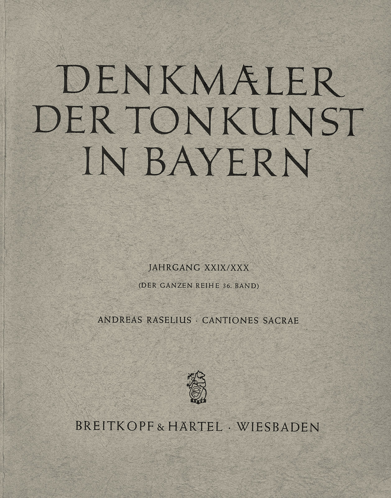 Gesellschaft für Bayerische Musikgeschichte - Denkmaeler der Tonkunst in Bayern (Alte Folge) - Cover